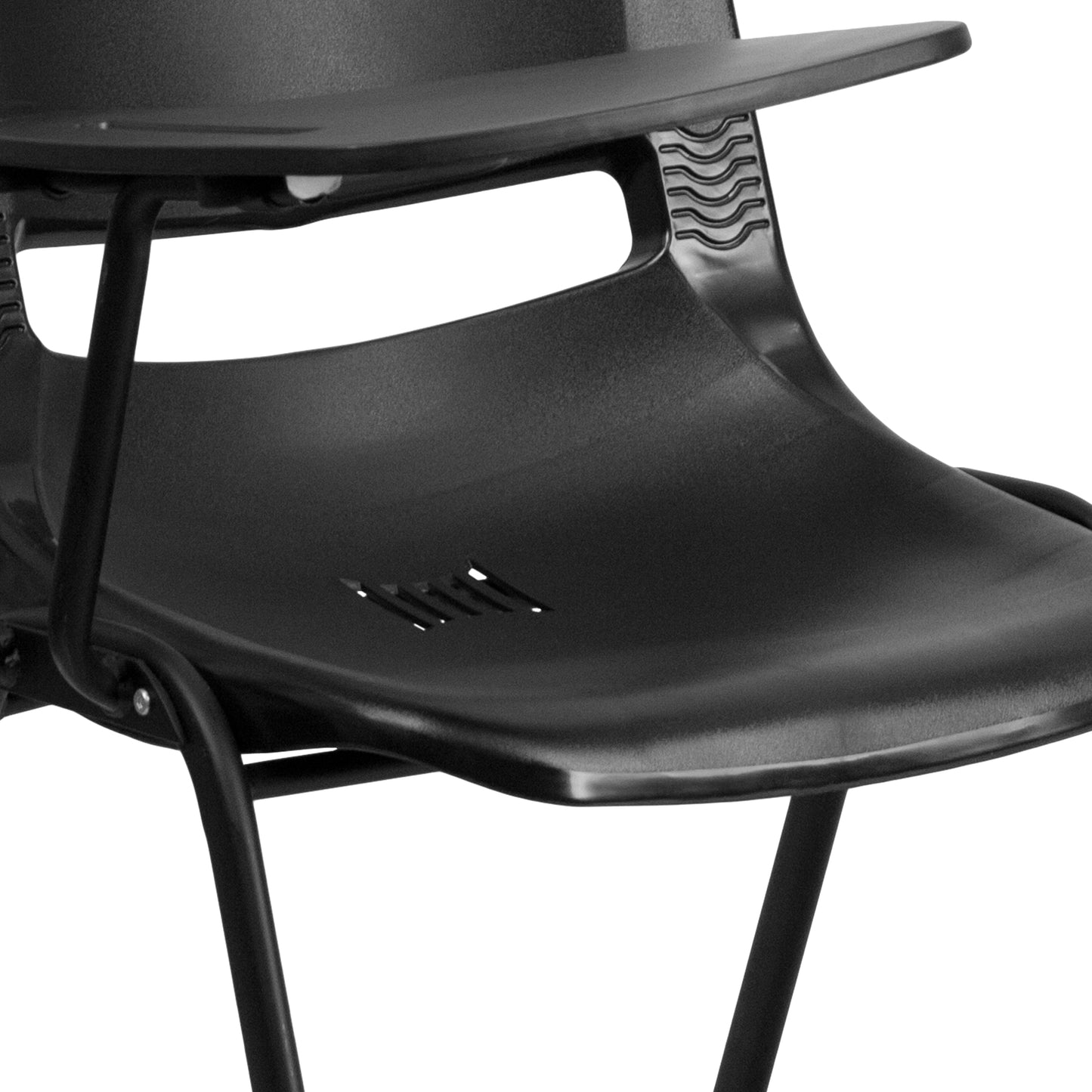 HERCULES Black Ergonomic Shell Chair with Right Handed Flip-Up Tablet Arm Black