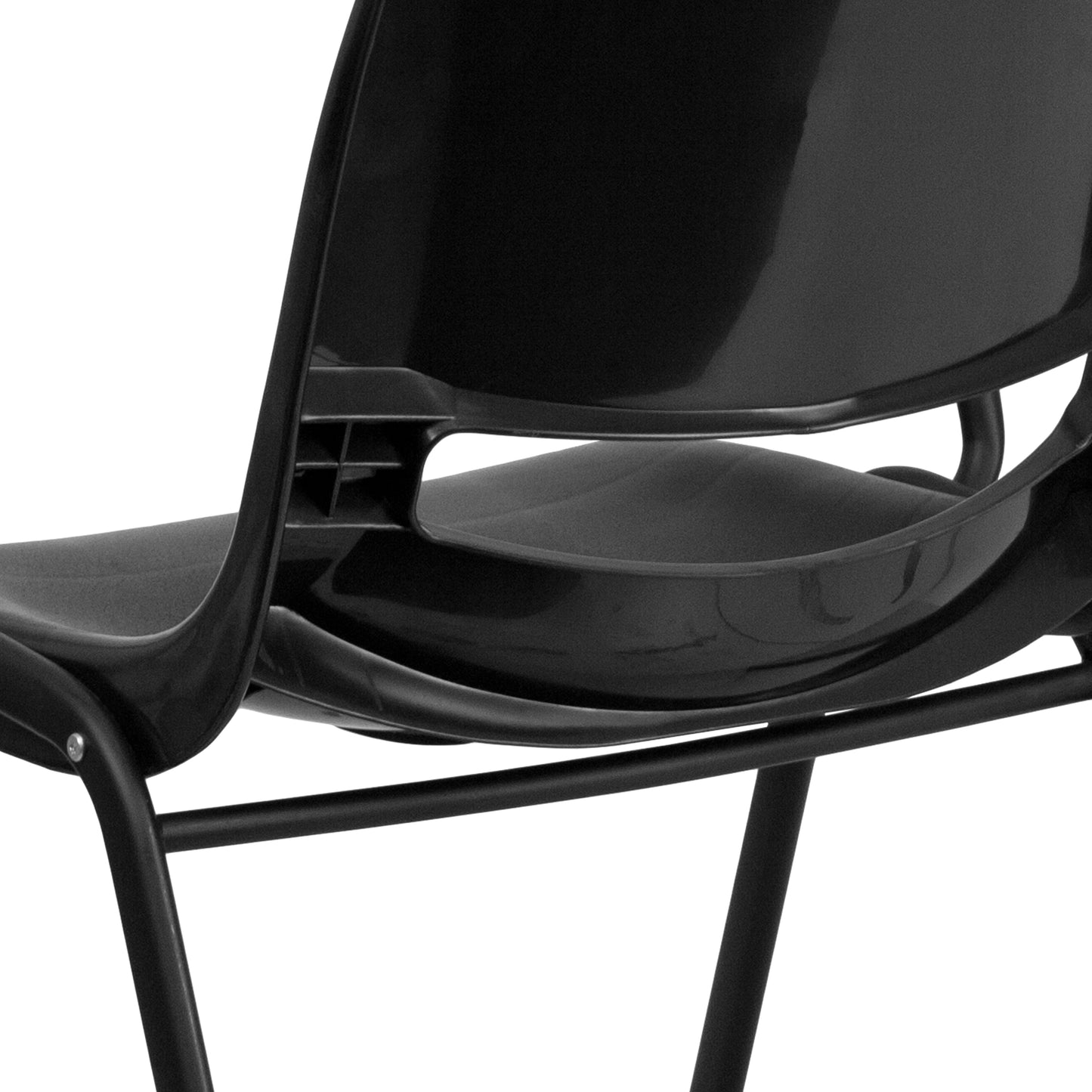 HERCULES Black Ergonomic Shell Chair with Right Handed Flip-Up Tablet Arm Black