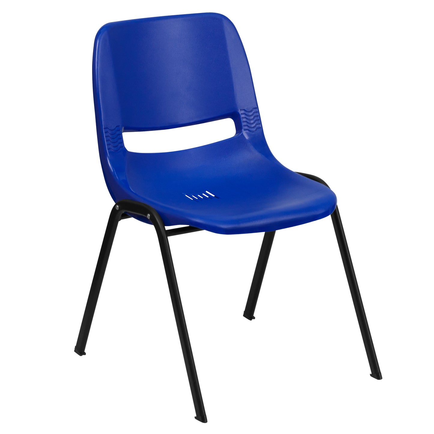 HERCULES Series 880 lb. Capacity Blue Ergonomic Shell Stack Chair with Black Frame Blue