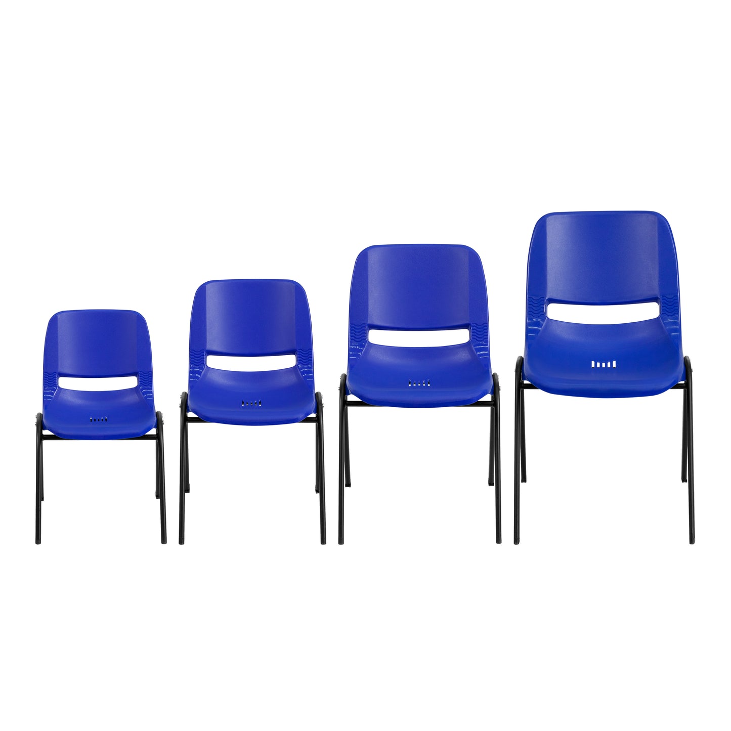 HERCULES Series 880 lb. Capacity Blue Ergonomic Shell Stack Chair with Black Frame Blue