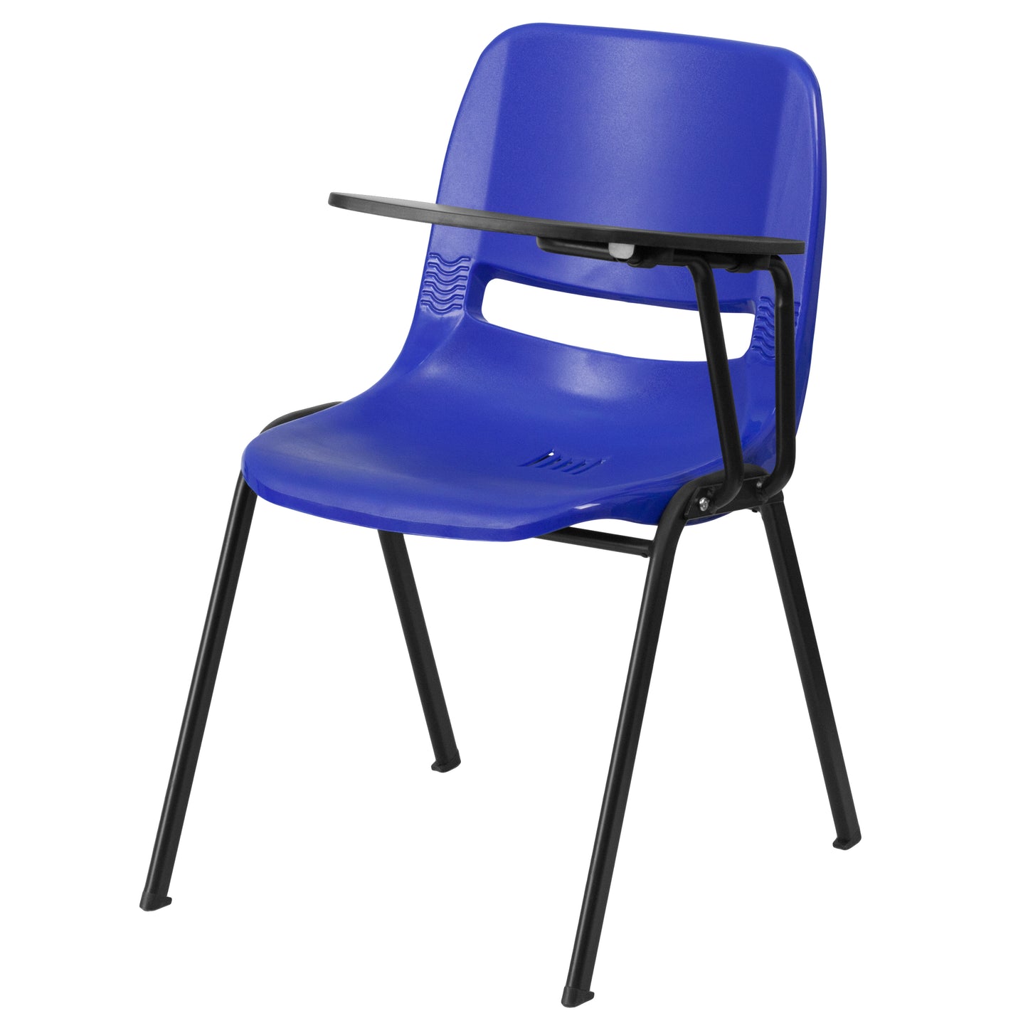 HERCULES Blue Ergonomic Shell Chair with Left Handed Flip-Up Tablet Arm Blue