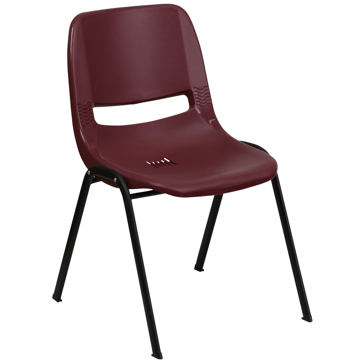 HERCULES Series 880 lb. Capacity Burgundy Ergonomic Shell Stack Chair with Black Frame Burgundy