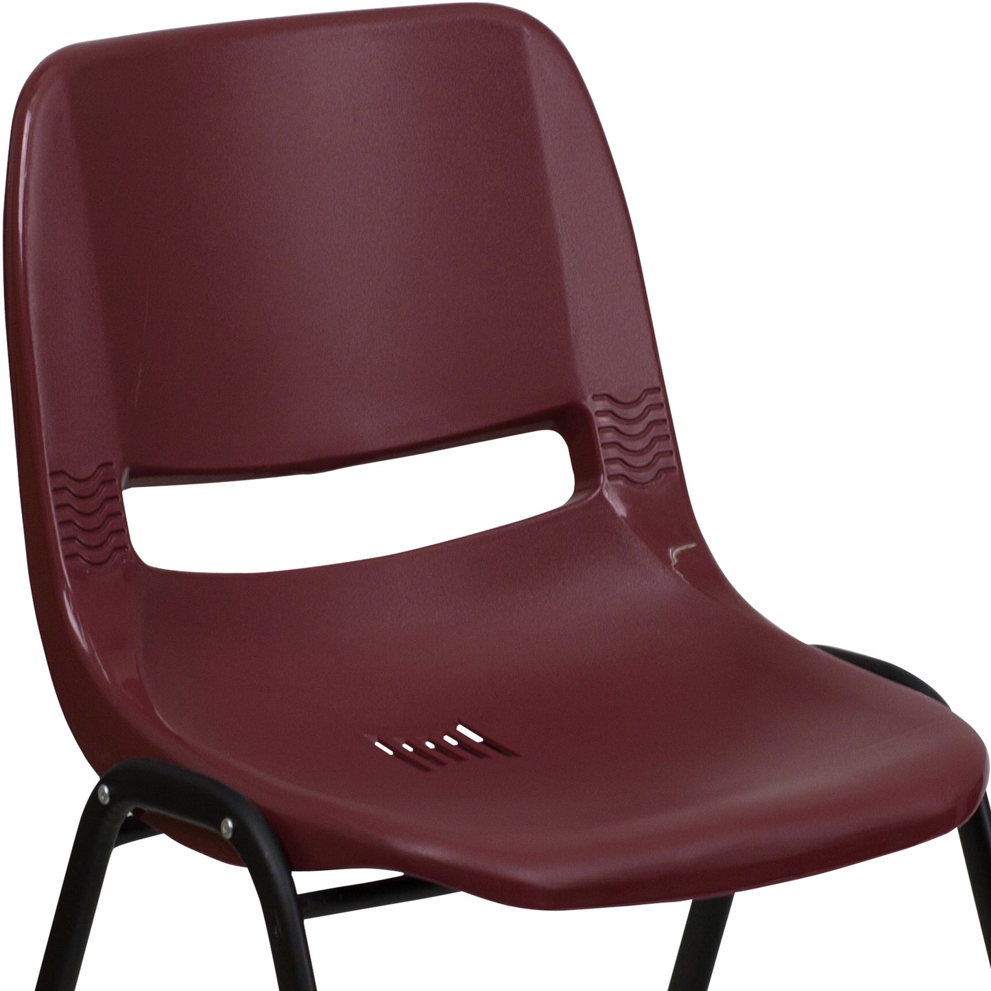 HERCULES Series 880 lb. Capacity Burgundy Ergonomic Shell Stack Chair with Black Frame Burgundy