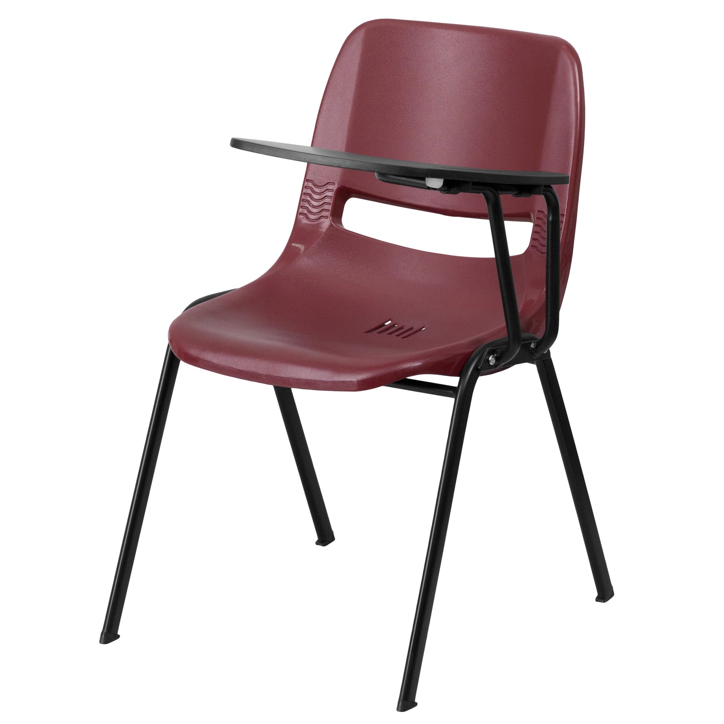 HERCULES Burgundy Ergonomic Shell Chair with Left Handed Flip-Up Tablet Arm Burgundy