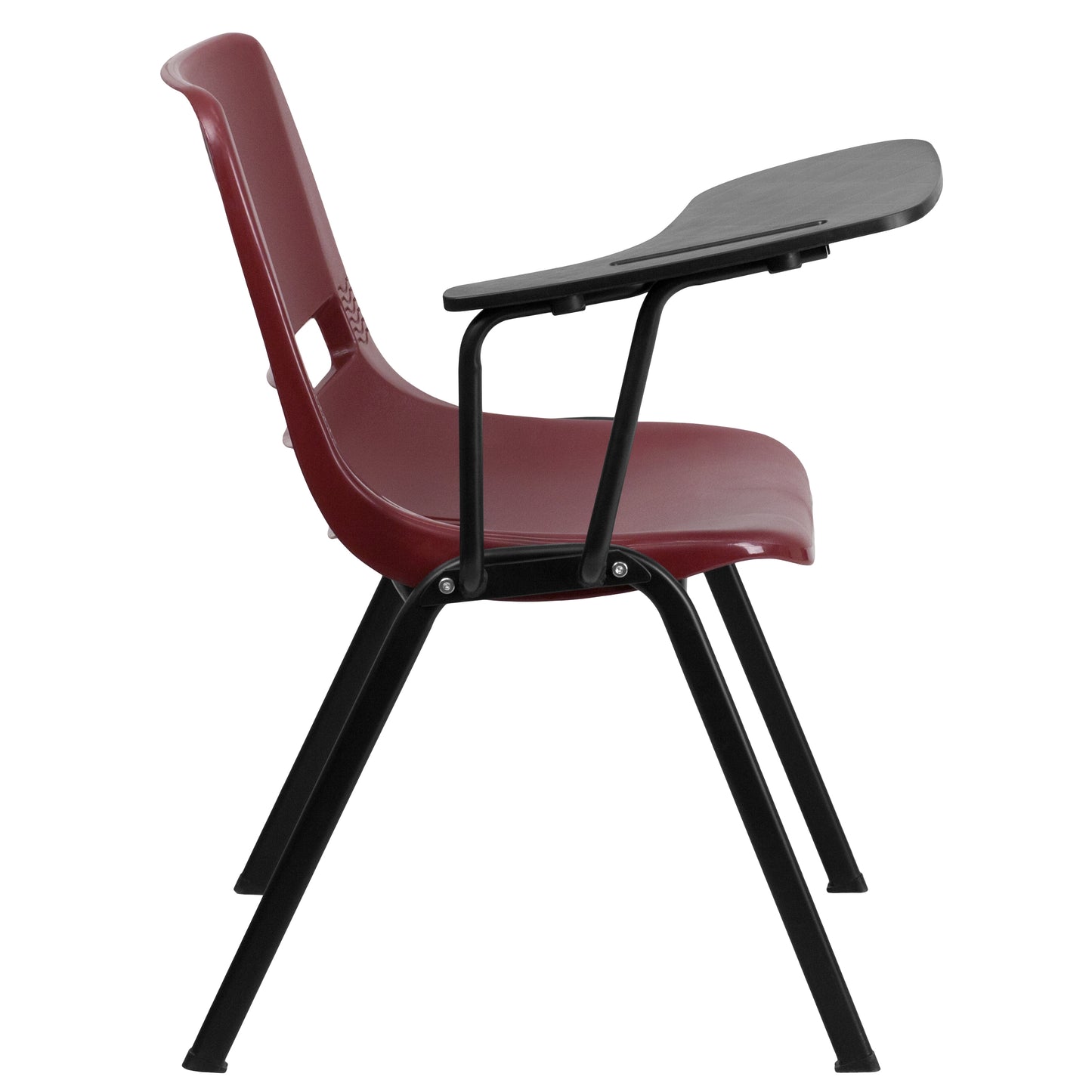 HERCULES Burgundy Ergonomic Shell Chair with Left Handed Flip-Up Tablet Arm Burgundy
