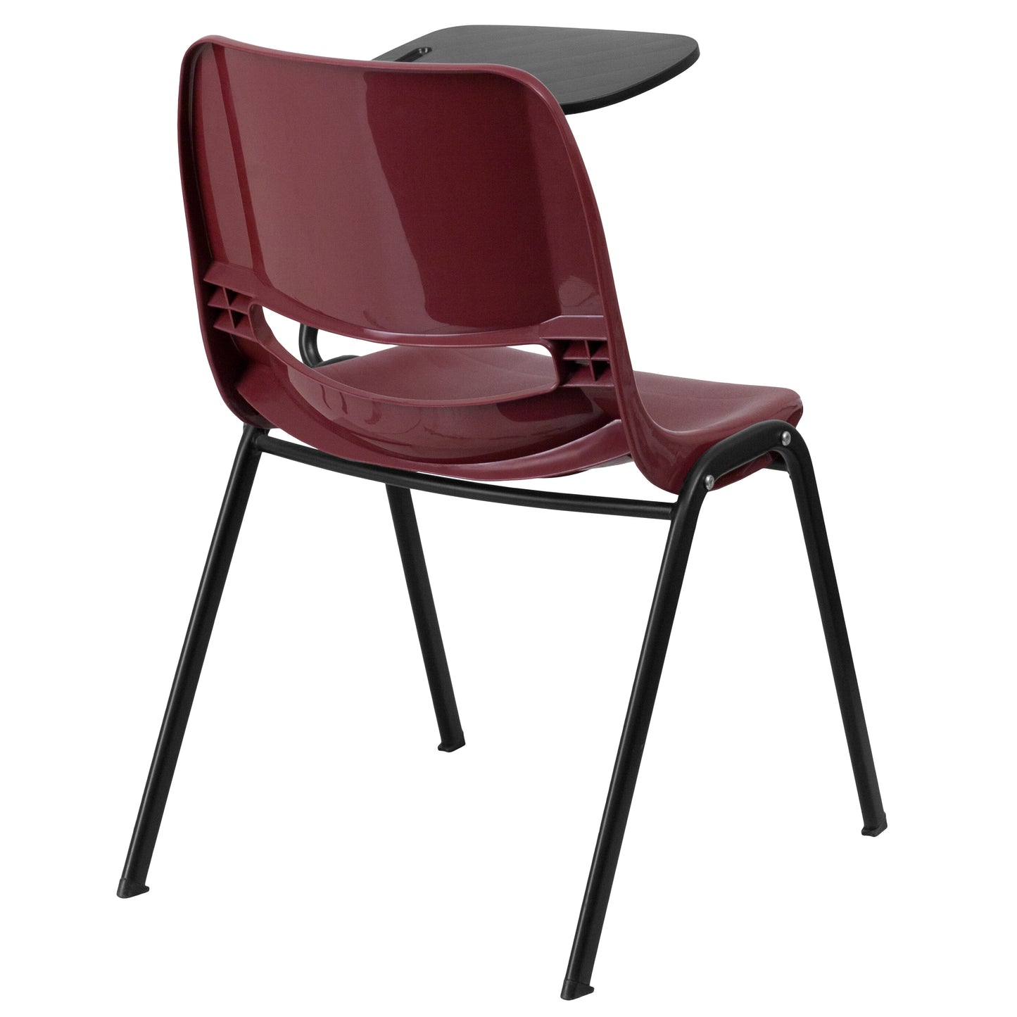 HERCULES Burgundy Ergonomic Shell Chair with Left Handed Flip-Up Tablet Arm Burgundy