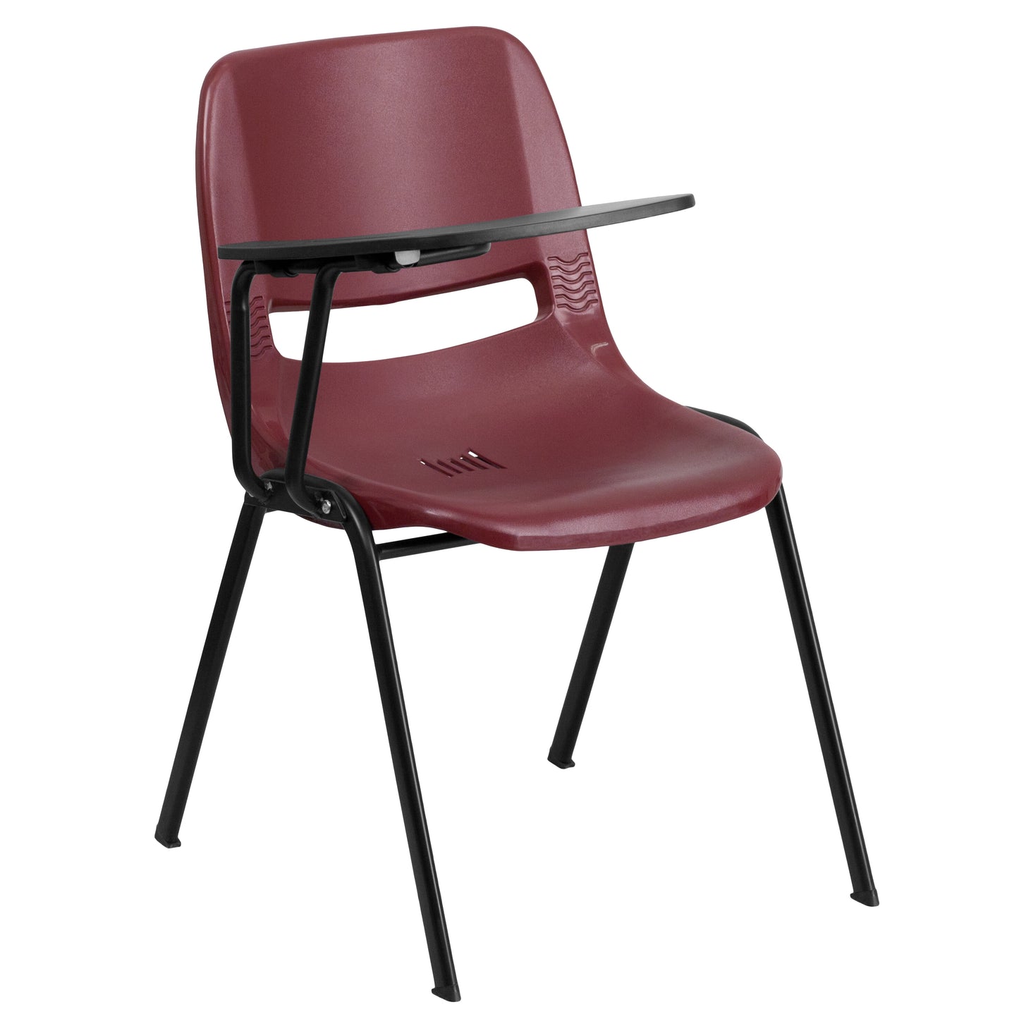 HERCULES Burgundy Ergonomic Shell Chair with Right Handed Flip-Up Tablet Arm Burgundy
