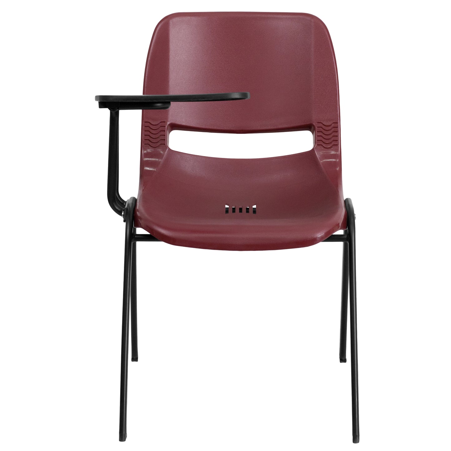 HERCULES Burgundy Ergonomic Shell Chair with Right Handed Flip-Up Tablet Arm Burgundy