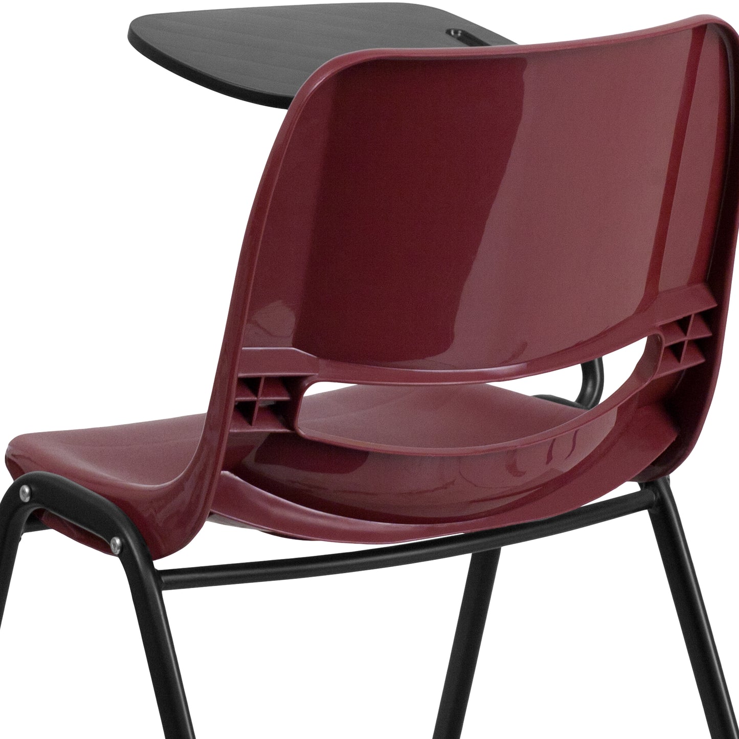 HERCULES Burgundy Ergonomic Shell Chair with Right Handed Flip-Up Tablet Arm Burgundy