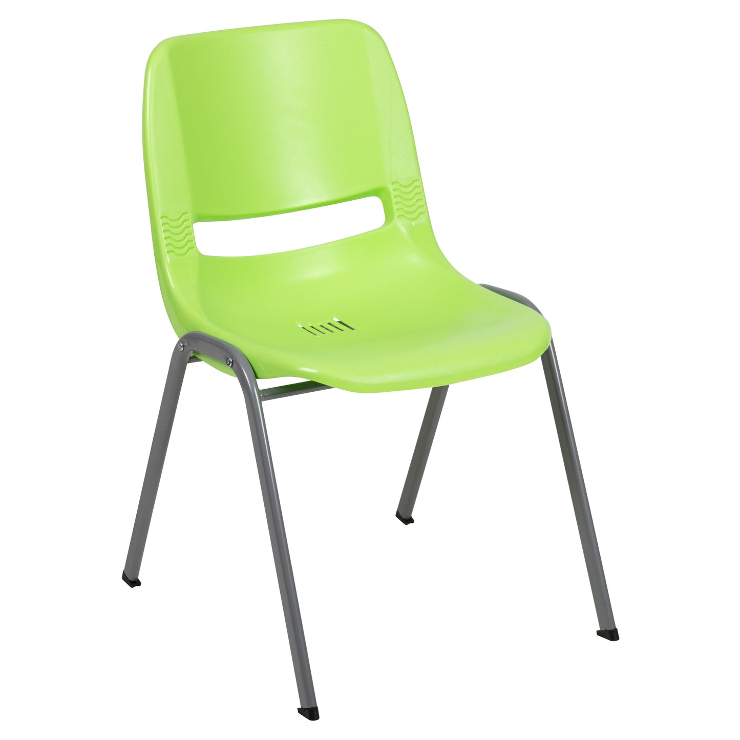 HERCULES Series 880 lb. Capacity Green Ergonomic Shell Stack Chair with Gray Frame Green