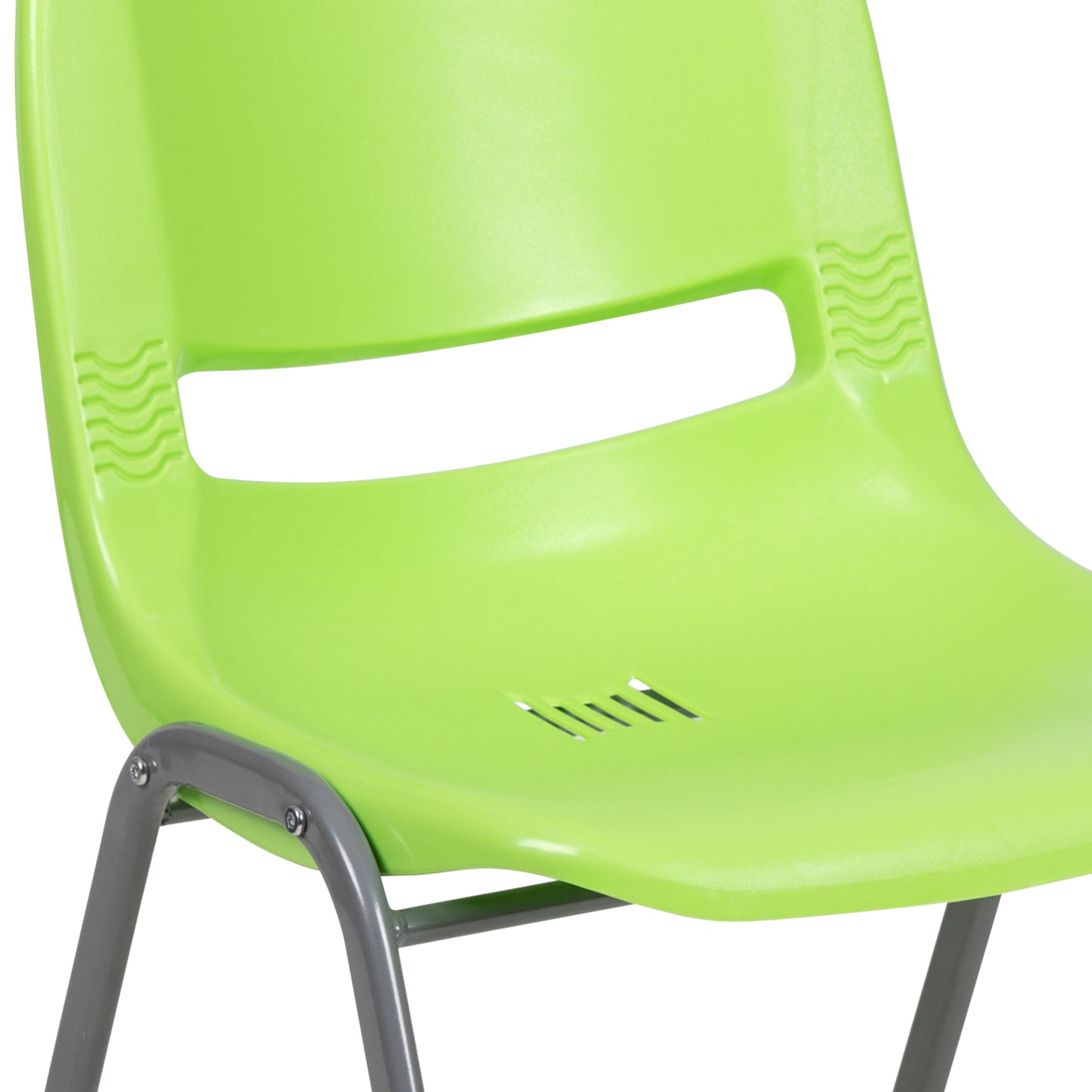 HERCULES Series 880 lb. Capacity Green Ergonomic Shell Stack Chair with Gray Frame Green