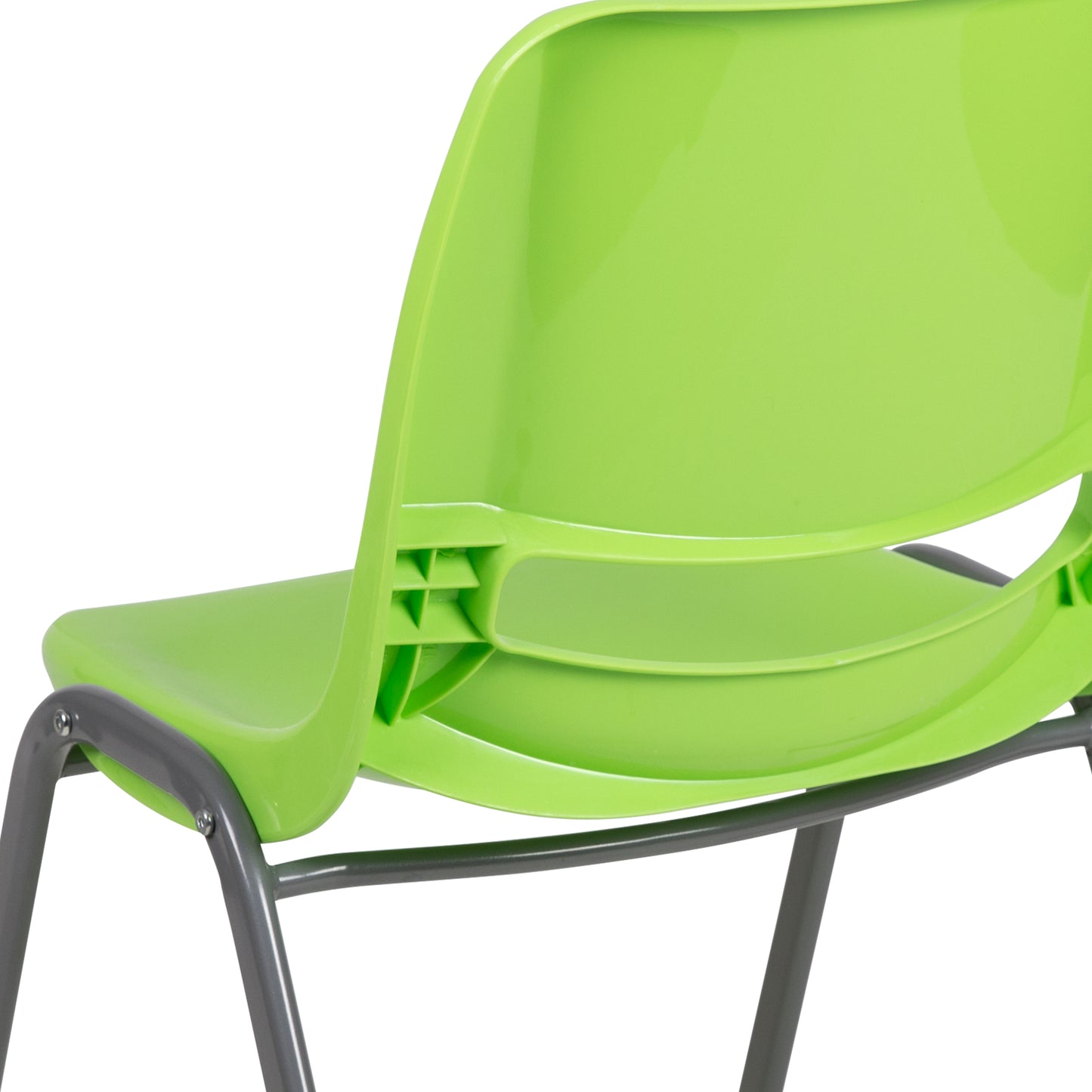 HERCULES Series 880 lb. Capacity Green Ergonomic Shell Stack Chair with Gray Frame Green