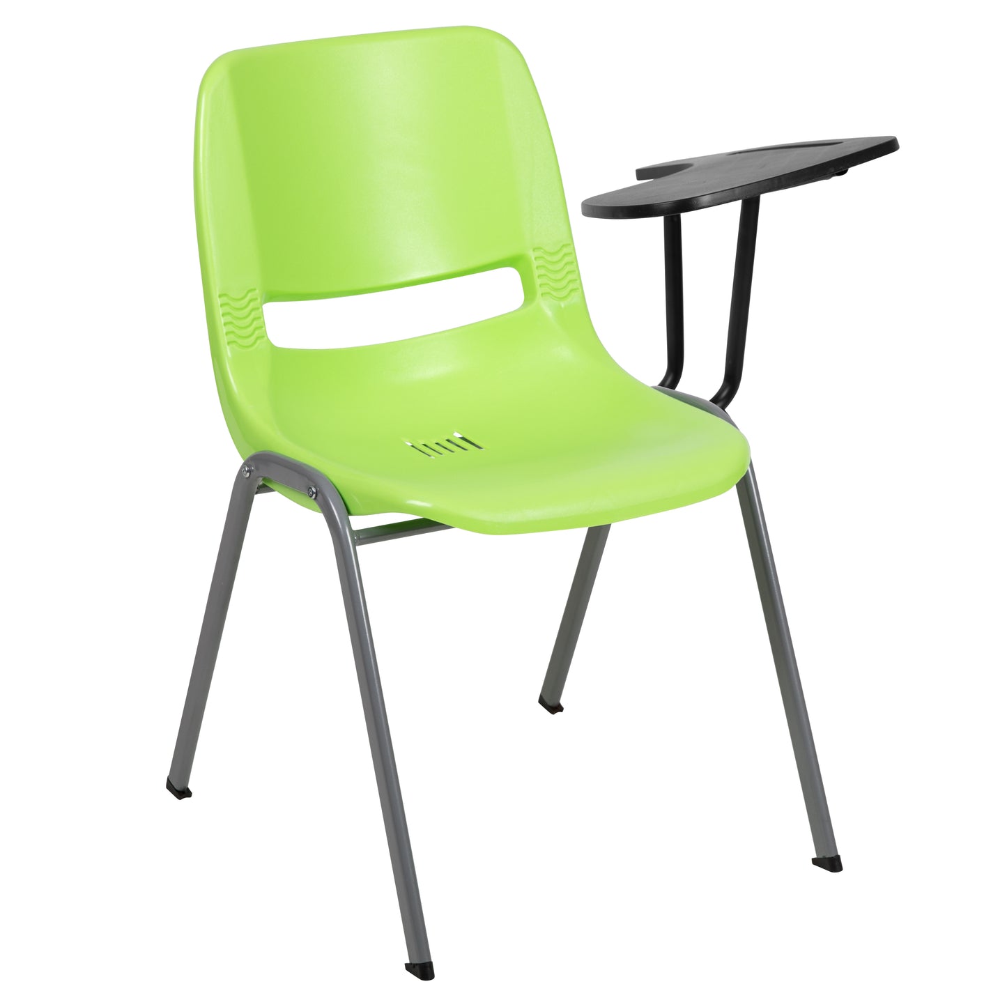 HERCULES Green Ergonomic Shell Chair with Left Handed Flip-Up Tablet Arm Green