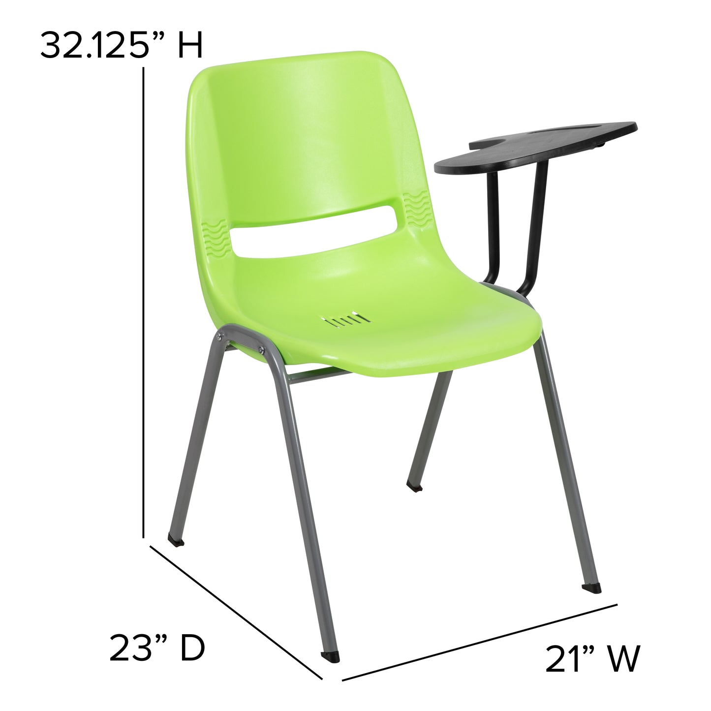 HERCULES Green Ergonomic Shell Chair with Left Handed Flip-Up Tablet Arm Green