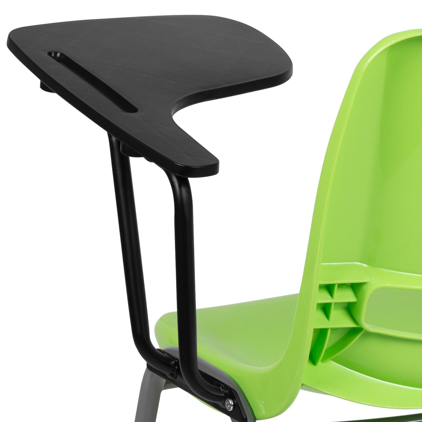 HERCULES Green Ergonomic Shell Chair with Left Handed Flip-Up Tablet Arm Green