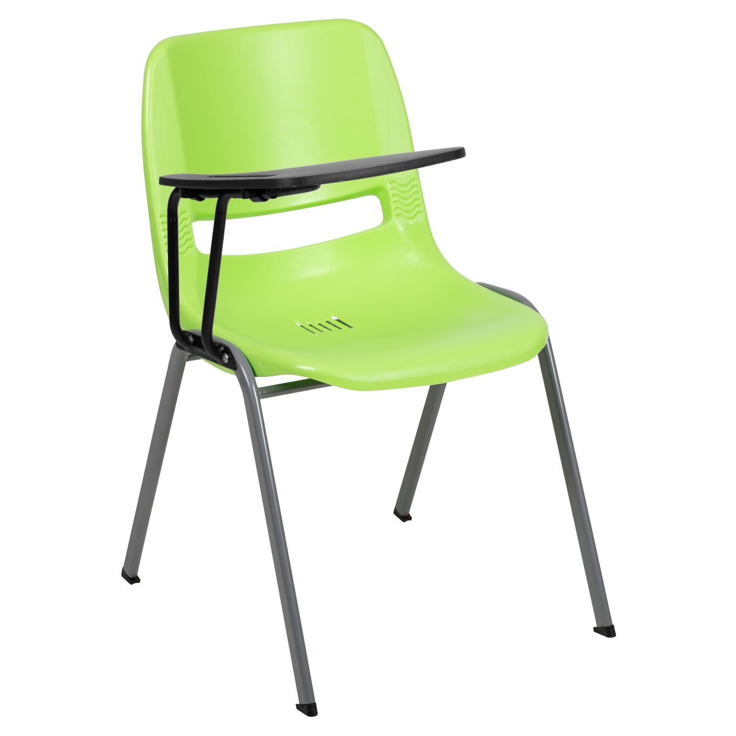 HERCULES Green Ergonomic Shell Chair with Right Handed Flip-Up Tablet Arm Green