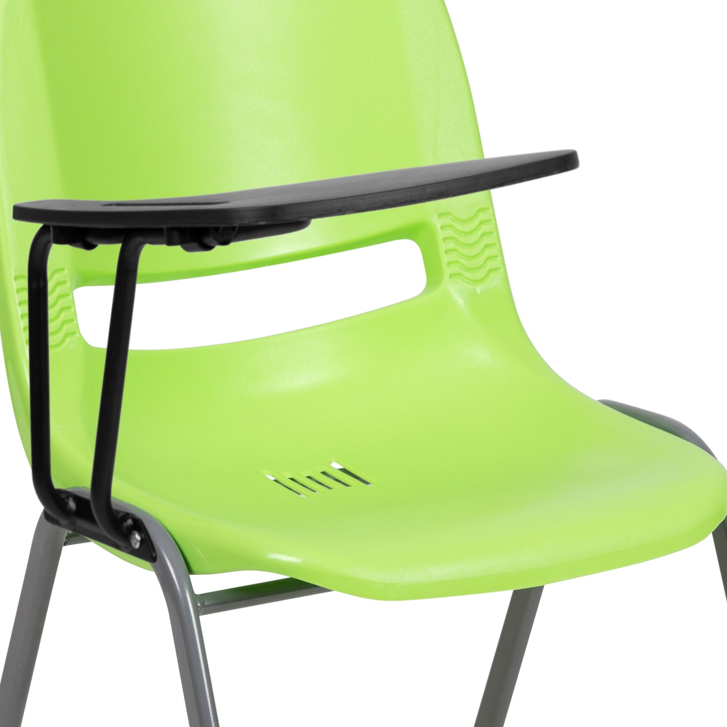 HERCULES Green Ergonomic Shell Chair with Right Handed Flip-Up Tablet Arm Green