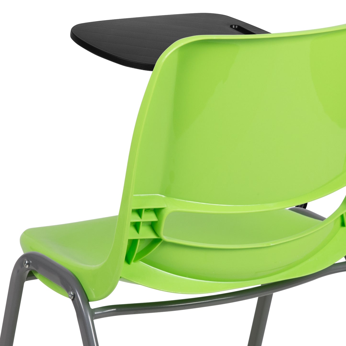 HERCULES Green Ergonomic Shell Chair with Right Handed Flip-Up Tablet Arm Green