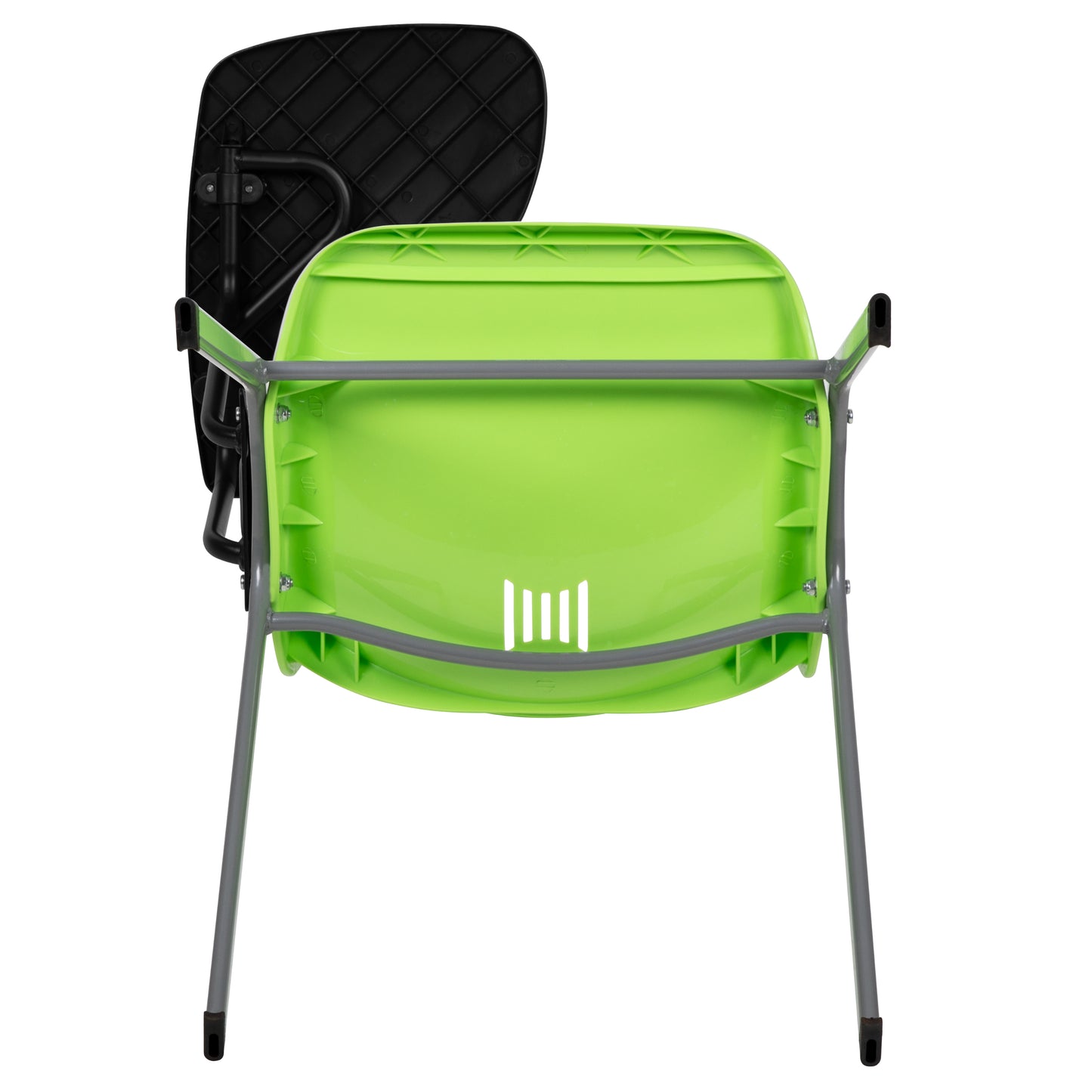 HERCULES Green Ergonomic Shell Chair with Right Handed Flip-Up Tablet Arm Green