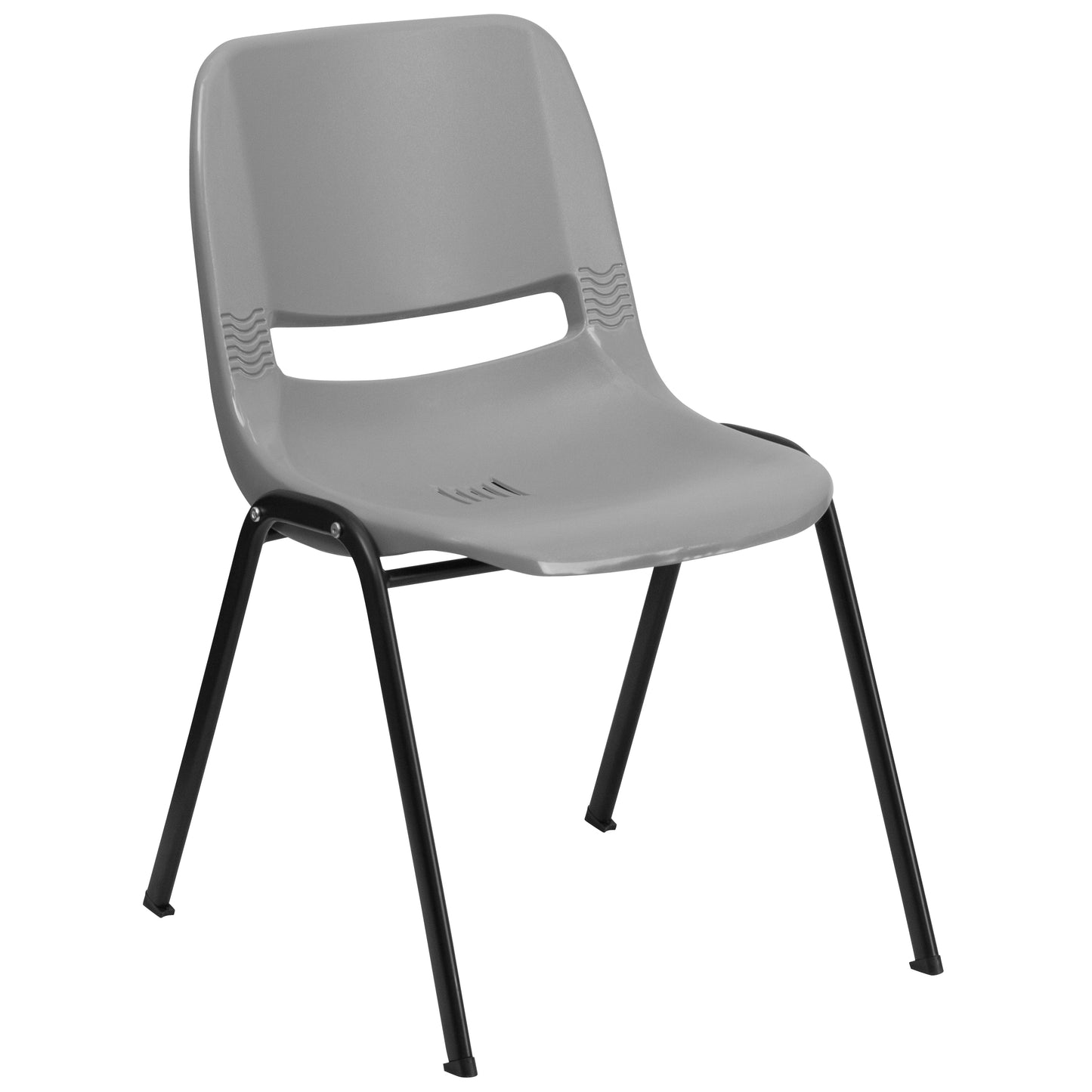 HERCULES Series 880 lb. Capacity Gray Ergonomic Shell Stack Chair with Black Frame Gray
