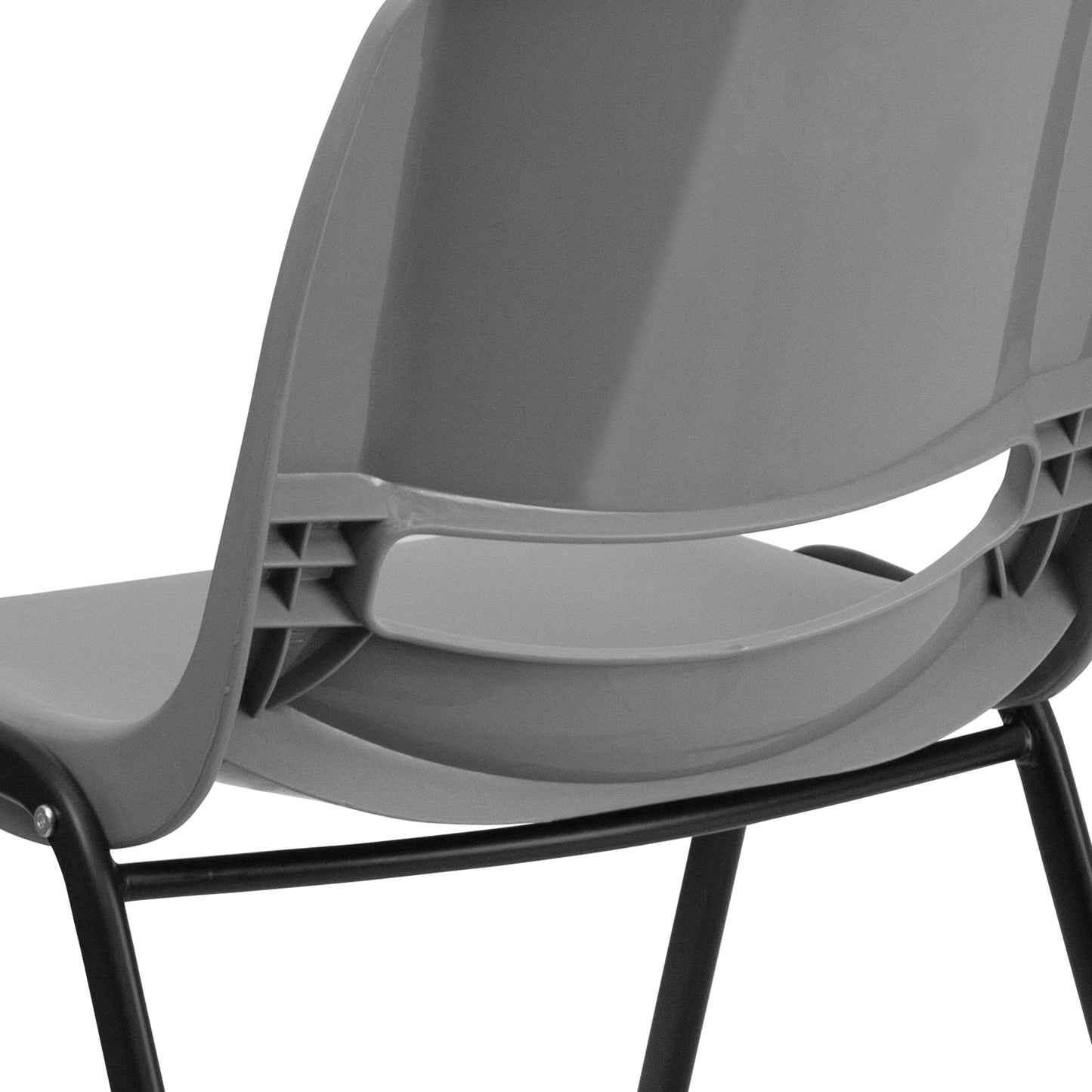 HERCULES Series 880 lb. Capacity Gray Ergonomic Shell Stack Chair with Black Frame Gray