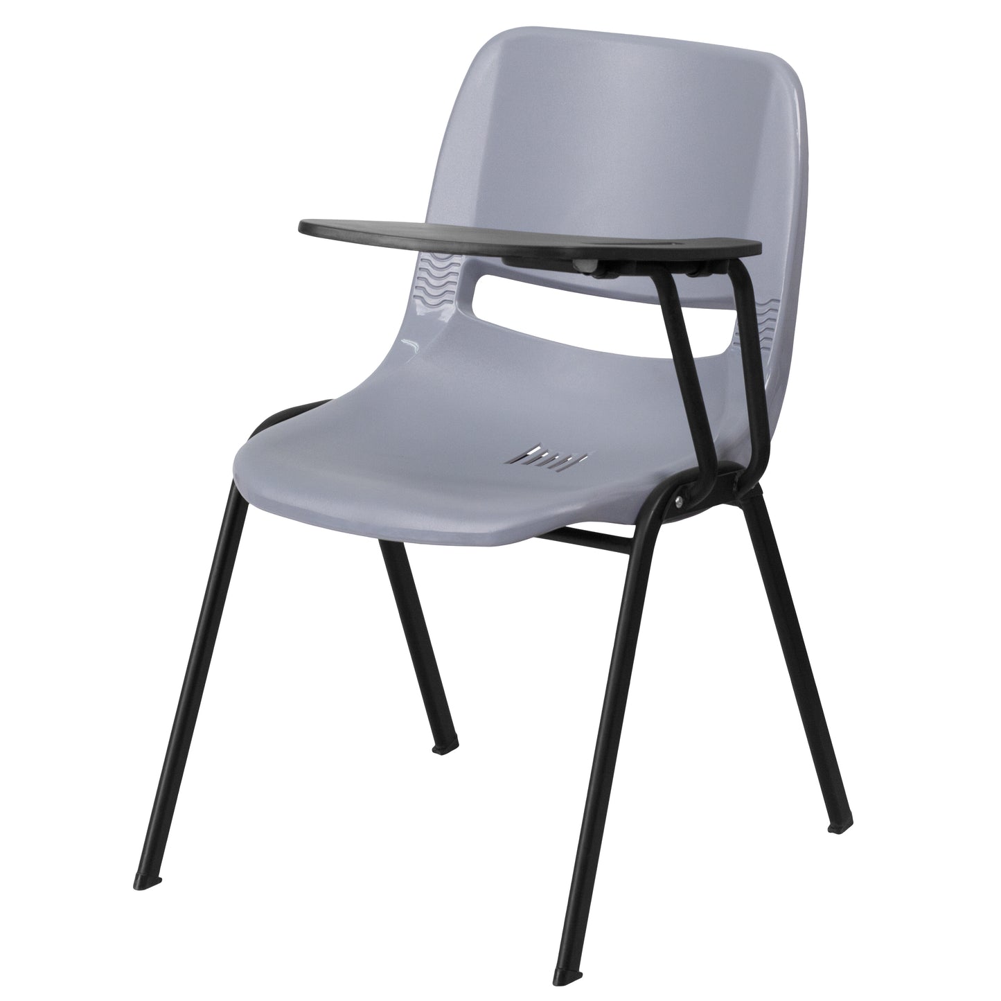 HERCULES Gray Ergonomic Shell Chair with Left Handed Flip-Up Tablet Arm Gray