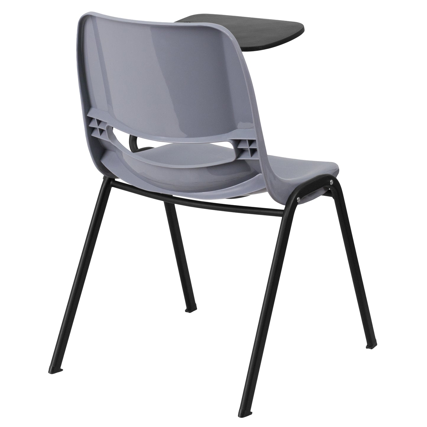 HERCULES Gray Ergonomic Shell Chair with Left Handed Flip-Up Tablet Arm Gray