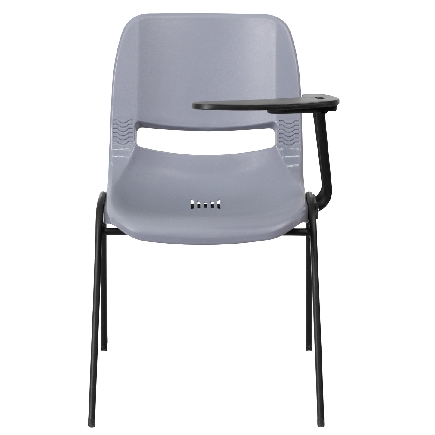 HERCULES Gray Ergonomic Shell Chair with Left Handed Flip-Up Tablet Arm Gray