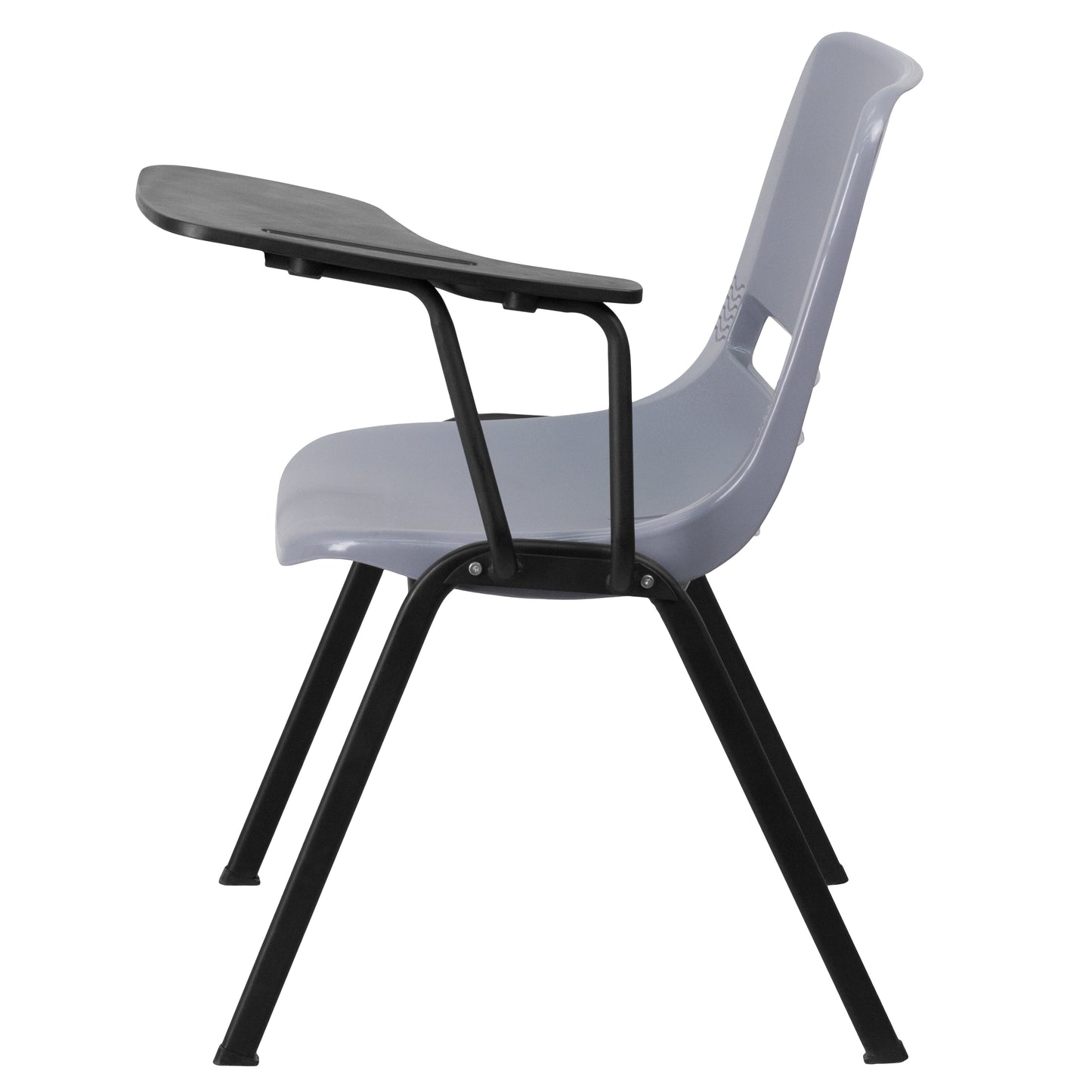 HERCULES Gray Ergonomic Shell Chair with Left Handed Flip-Up Tablet Arm Gray