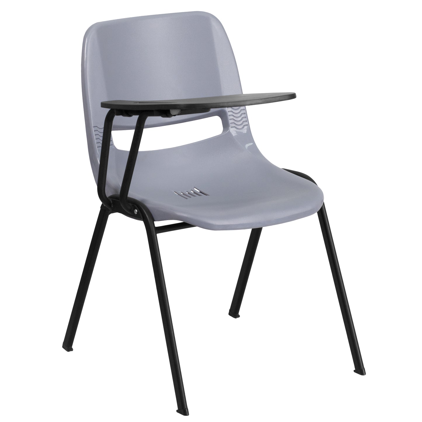 HERCULES Gray Ergonomic Shell Chair with Right Handed Flip-Up Tablet Arm Gray