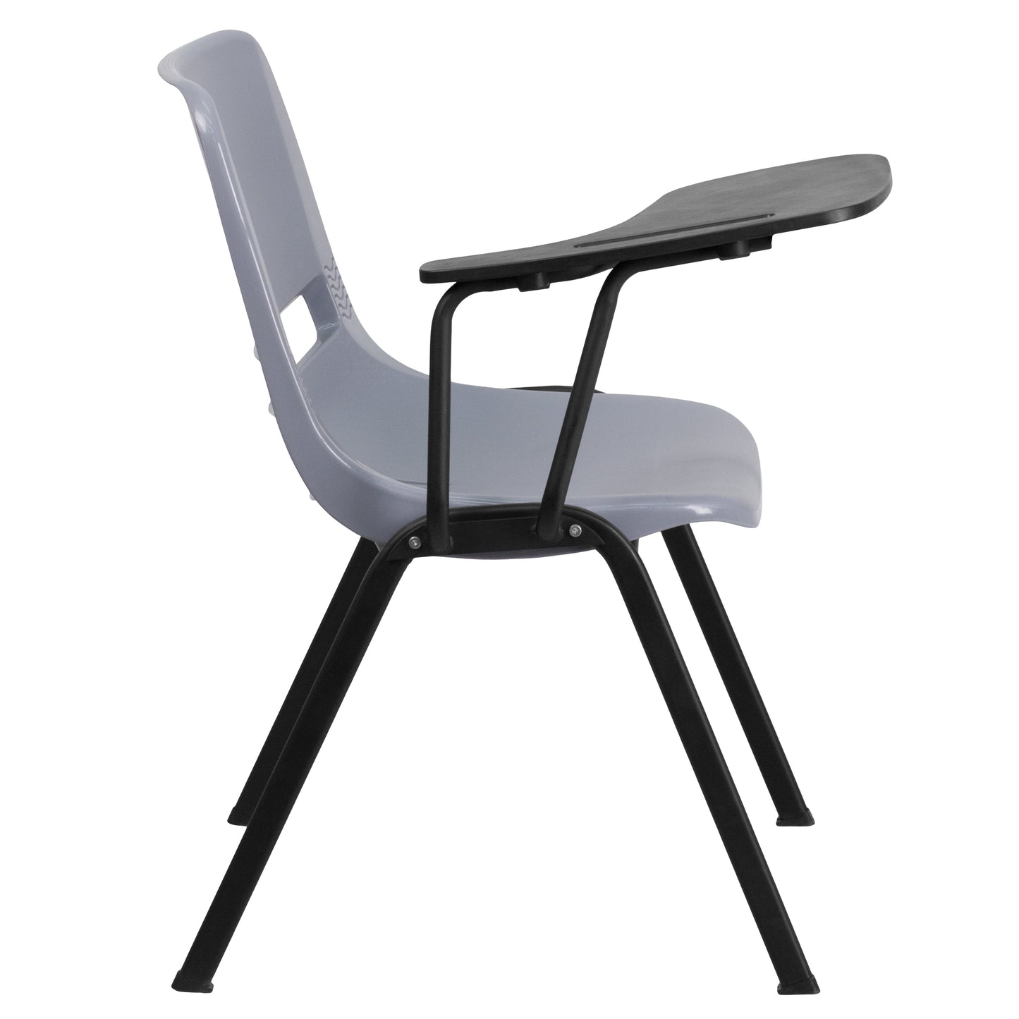 HERCULES Gray Ergonomic Shell Chair with Right Handed Flip-Up Tablet Arm Gray