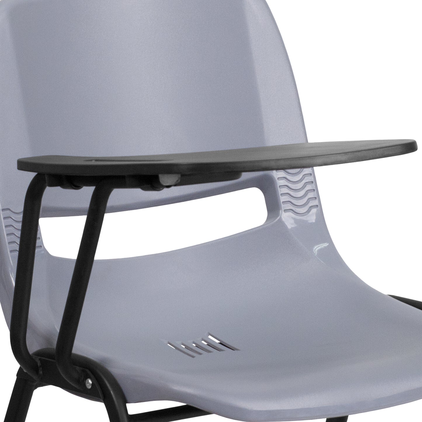 HERCULES Gray Ergonomic Shell Chair with Right Handed Flip-Up Tablet Arm Gray