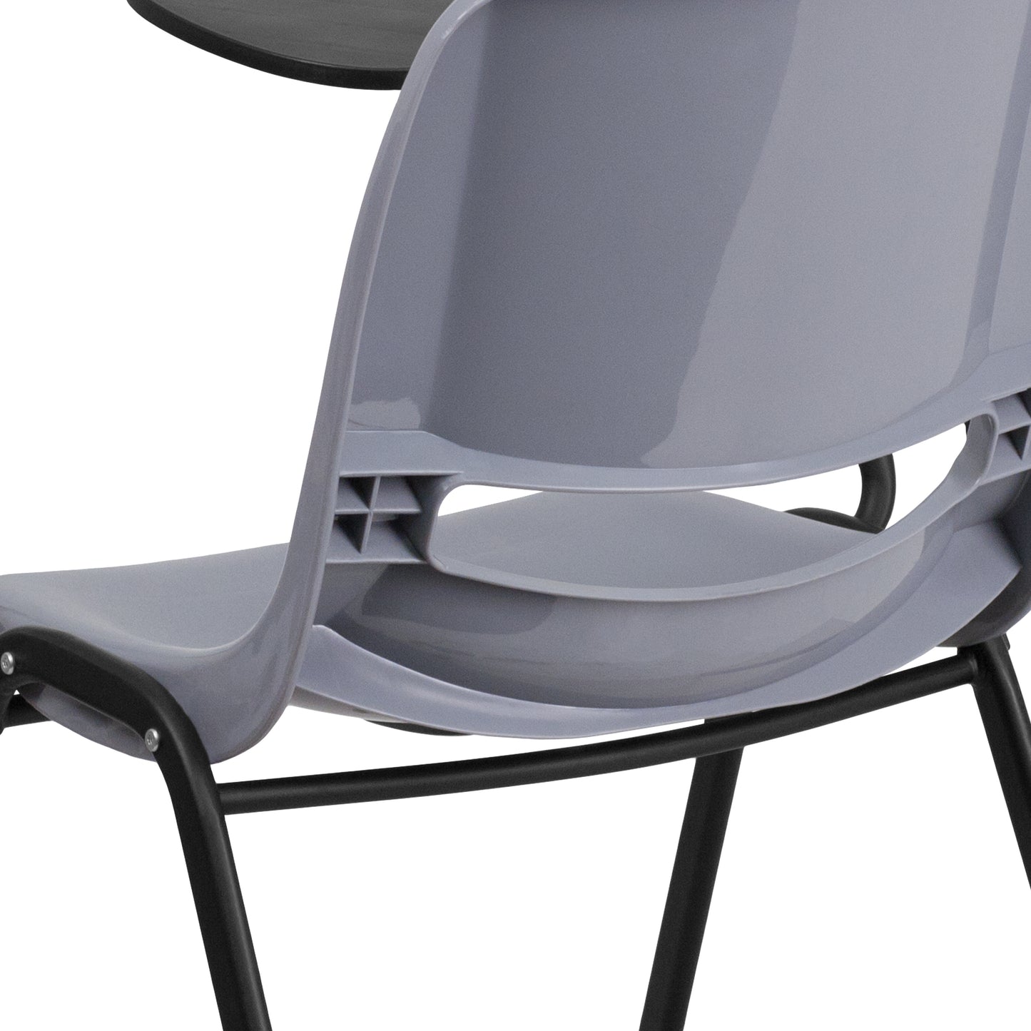 HERCULES Gray Ergonomic Shell Chair with Right Handed Flip-Up Tablet Arm Gray