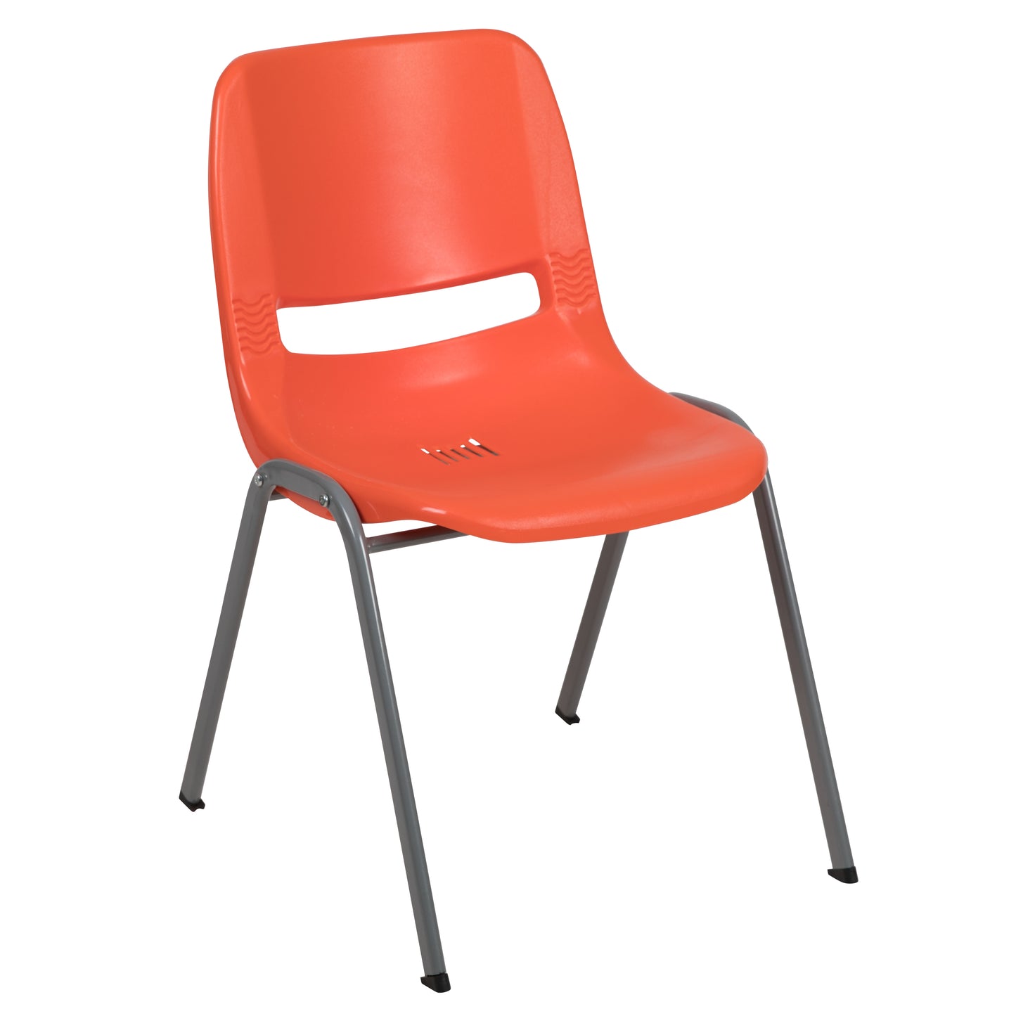 HERCULES Series 880 lb. Capacity Orange Ergonomic Shell Stack Chair with Gray Frame Orange