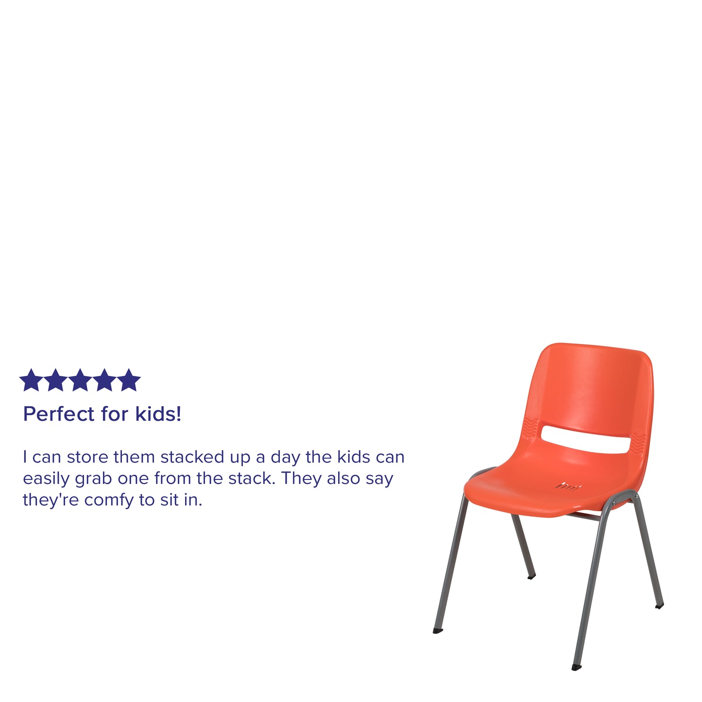 HERCULES Series 880 lb. Capacity Orange Ergonomic Shell Stack Chair with Gray Frame Orange