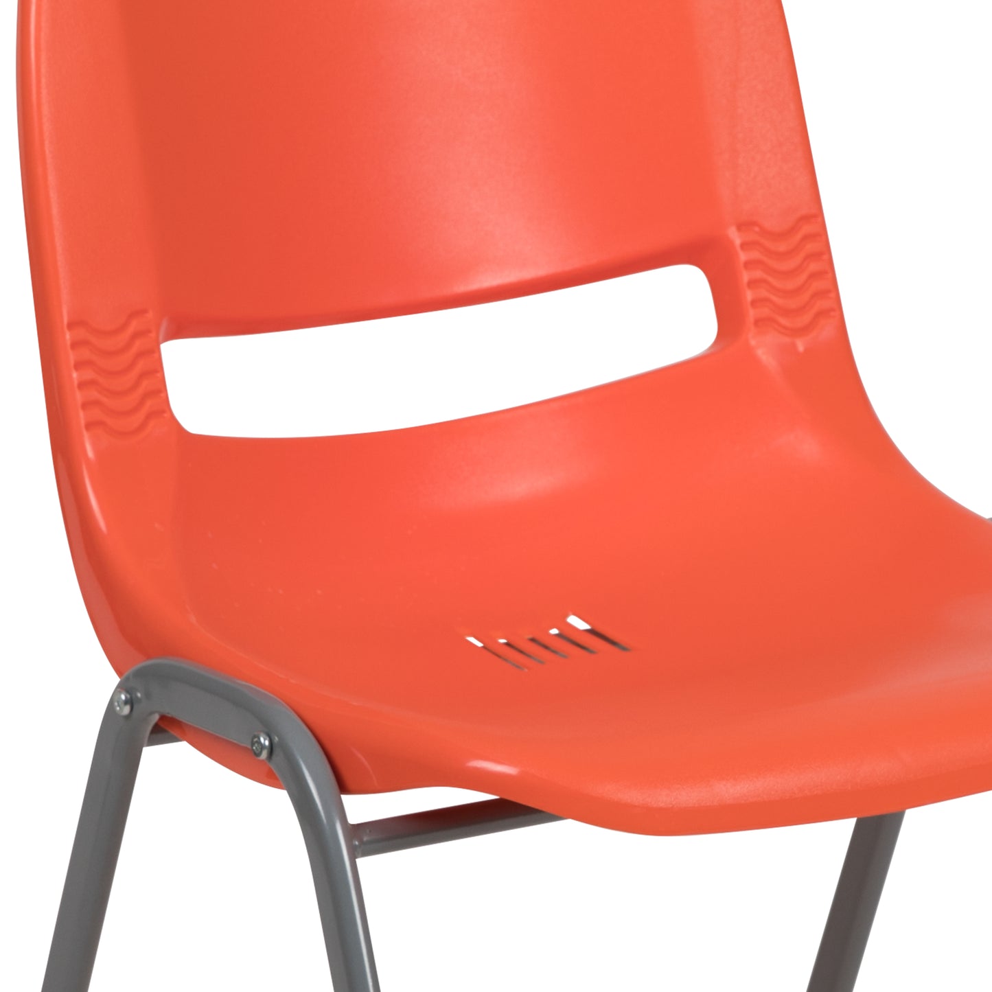 HERCULES Series 880 lb. Capacity Orange Ergonomic Shell Stack Chair with Gray Frame Orange