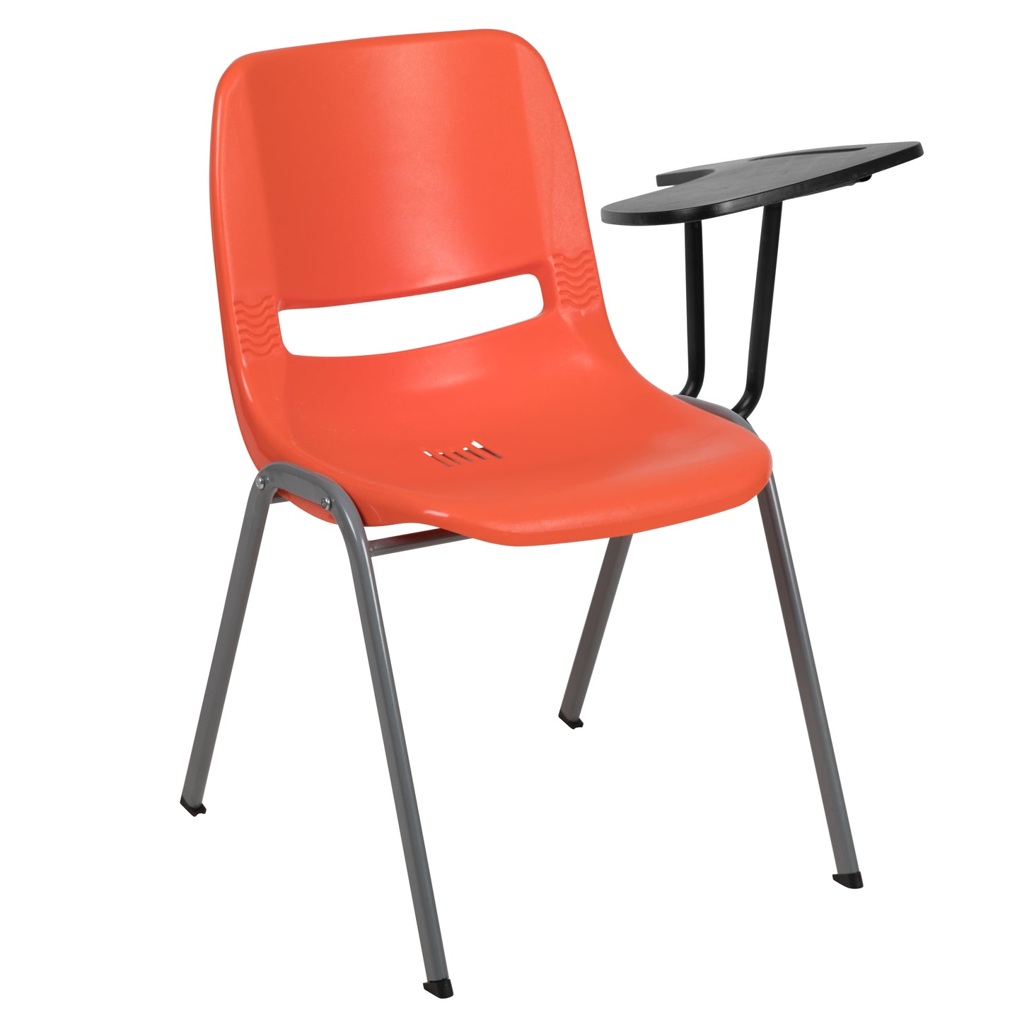 HERCULES Orange Ergonomic Shell Chair with Left Handed Flip-Up Tablet Arm Orange RUT-EO1-OR-LTAB-GG