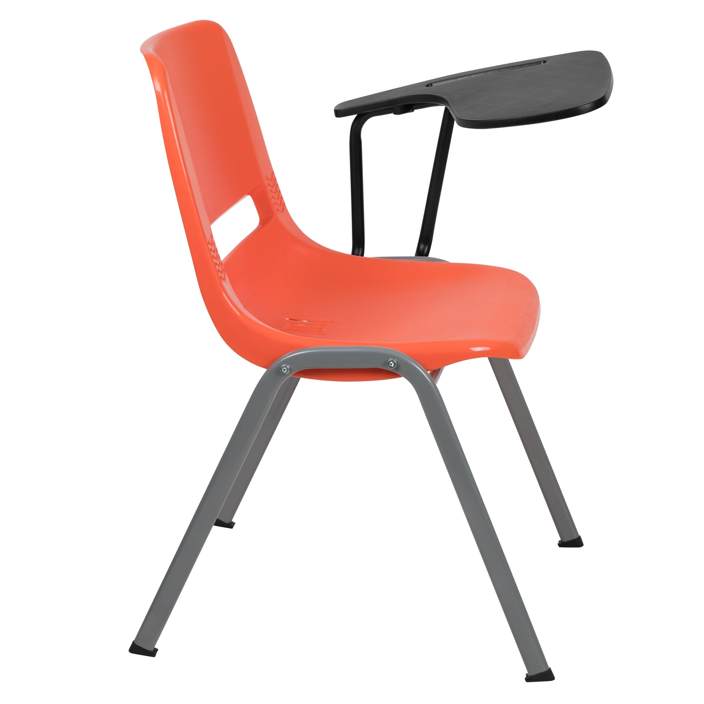 HERCULES Orange Ergonomic Shell Chair with Left Handed Flip-Up Tablet Arm Orange RUT-EO1-OR-LTAB-GG