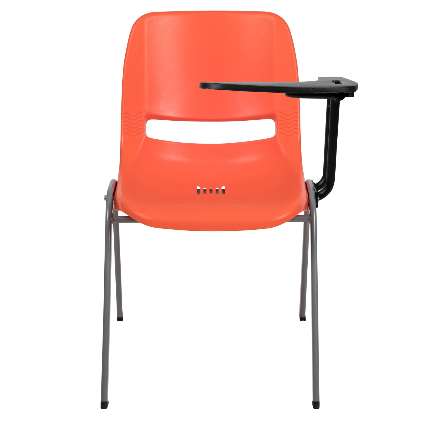 HERCULES Orange Ergonomic Shell Chair with Left Handed Flip-Up Tablet Arm Orange RUT-EO1-OR-LTAB-GG