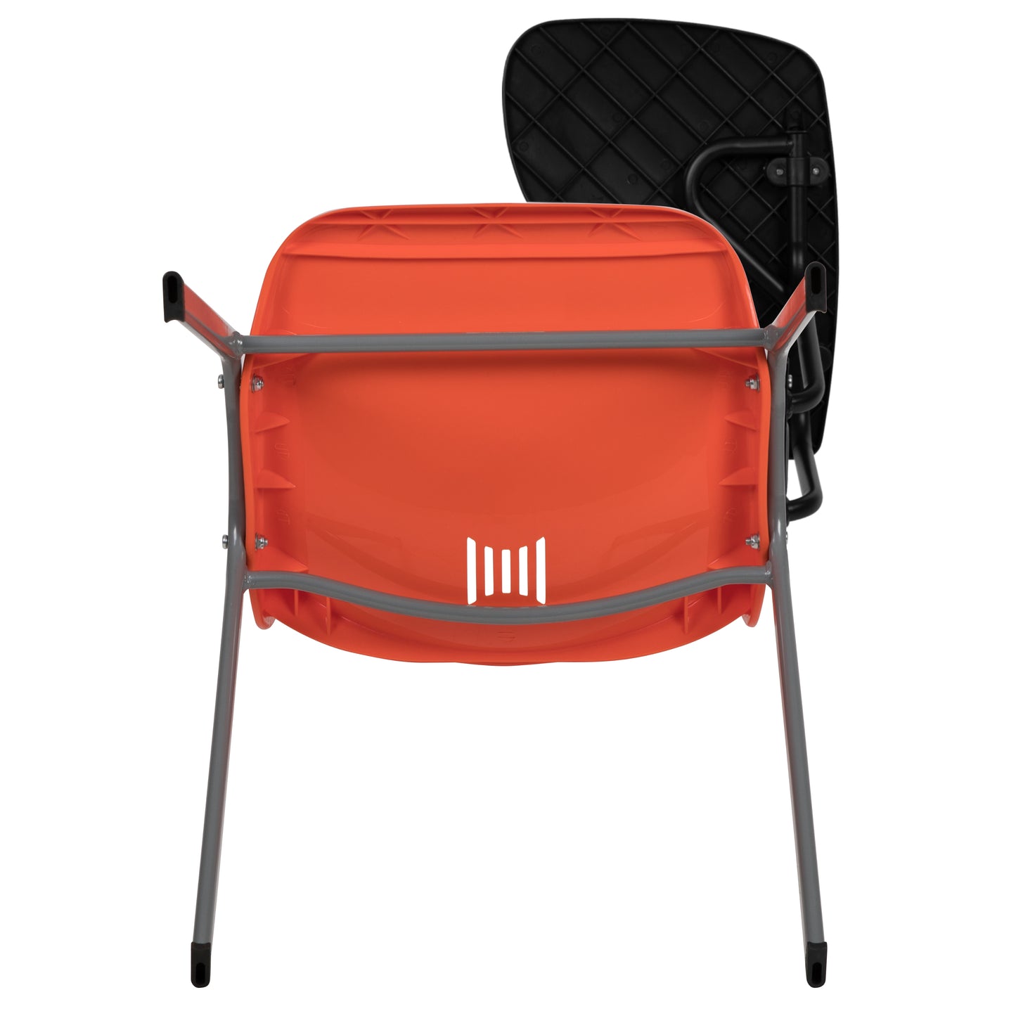 HERCULES Orange Ergonomic Shell Chair with Left Handed Flip-Up Tablet Arm Orange RUT-EO1-OR-LTAB-GG