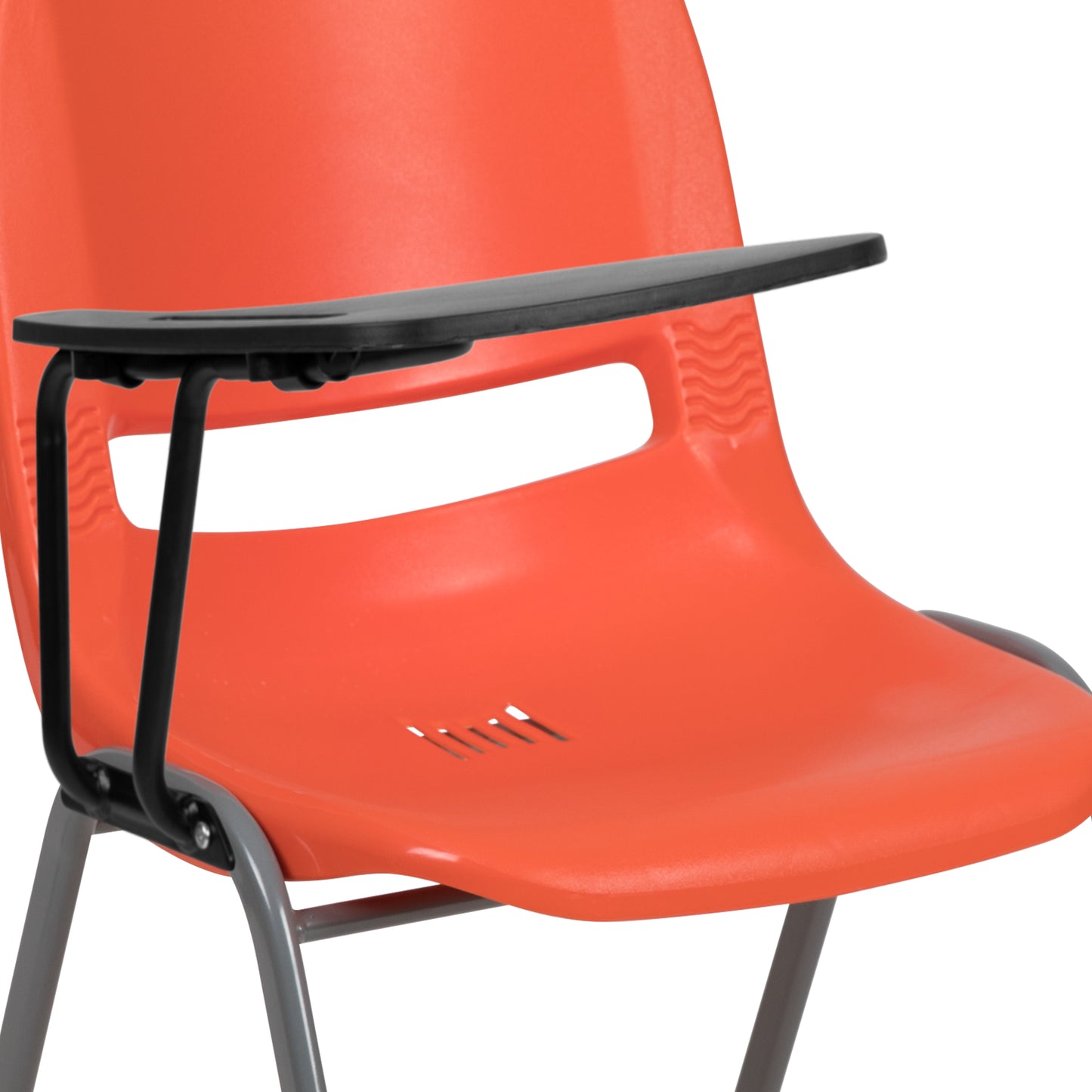 HERCULES Orange Ergonomic Shell Chair with Right Handed Flip-Up Tablet Arm Orange RUT-EO1-OR-RTAB-GG