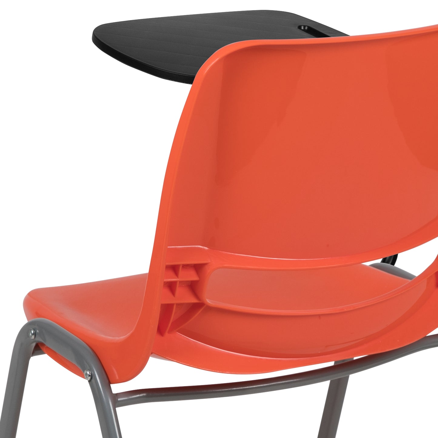 HERCULES Orange Ergonomic Shell Chair with Right Handed Flip-Up Tablet Arm Orange RUT-EO1-OR-RTAB-GG