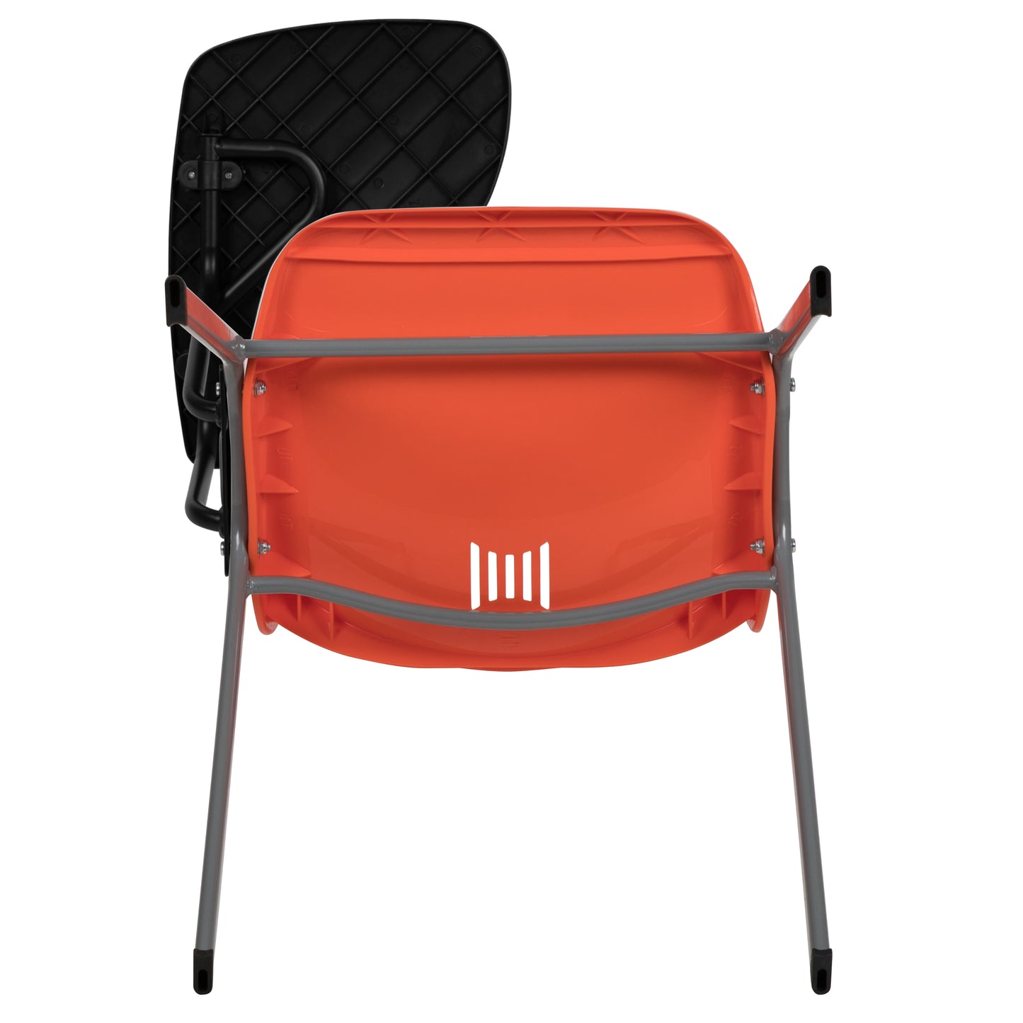 HERCULES Orange Ergonomic Shell Chair with Right Handed Flip-Up Tablet Arm Orange RUT-EO1-OR-RTAB-GG