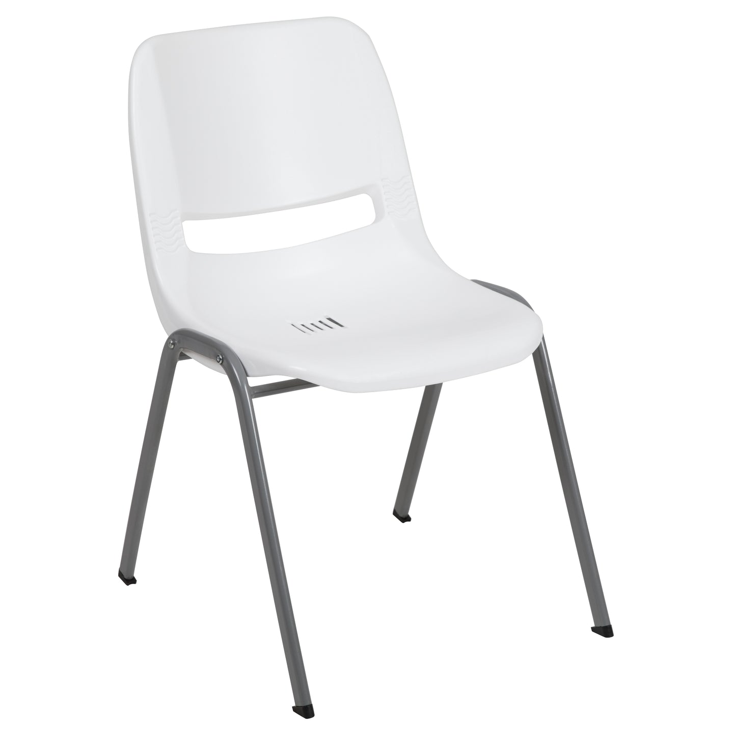 HERCULES Series 880 lb. Capacity White Ergonomic Shell Stack Chair with Gray Frame White RUT-EO1-WH-GG