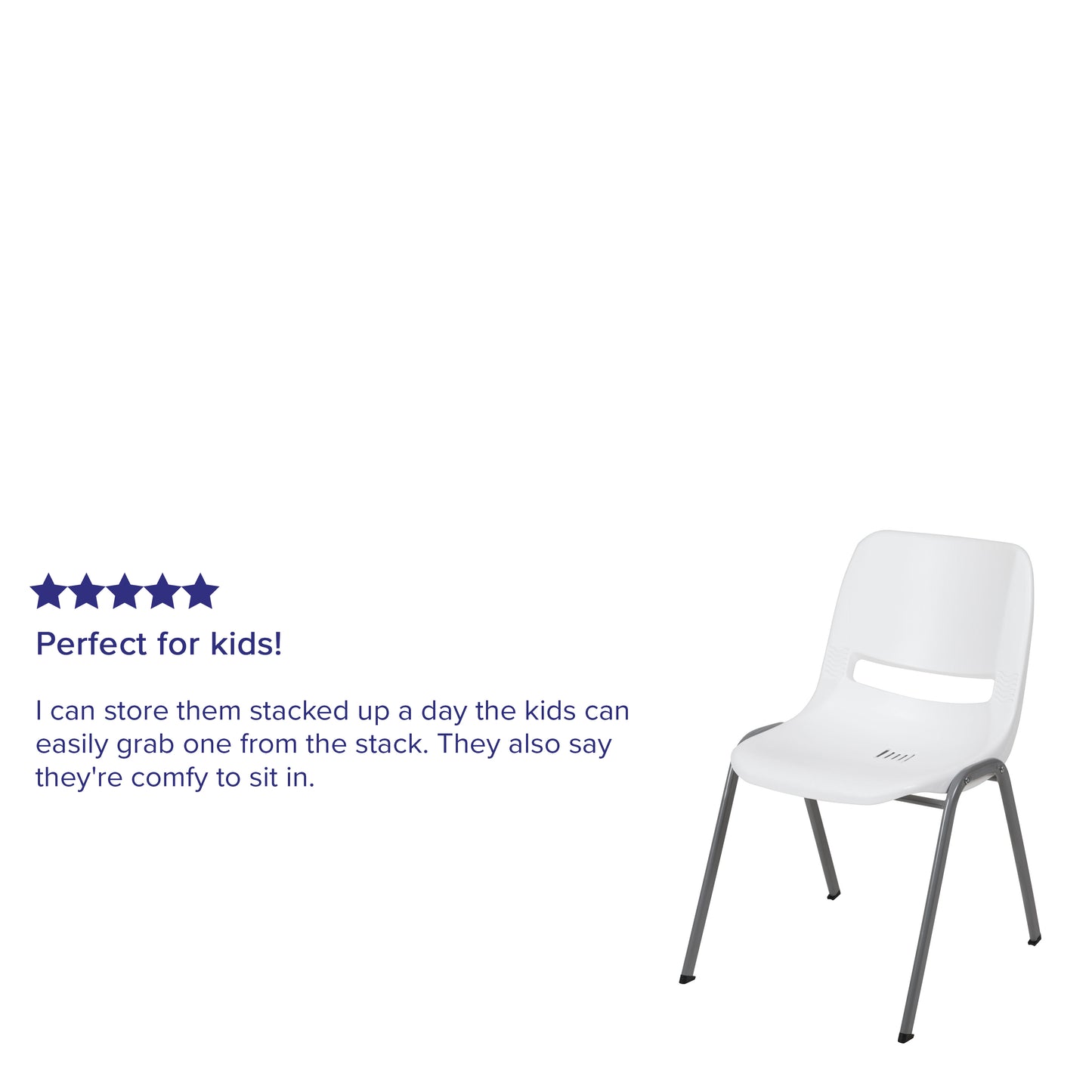 HERCULES Series 880 lb. Capacity White Ergonomic Shell Stack Chair with Gray Frame White RUT-EO1-WH-GG