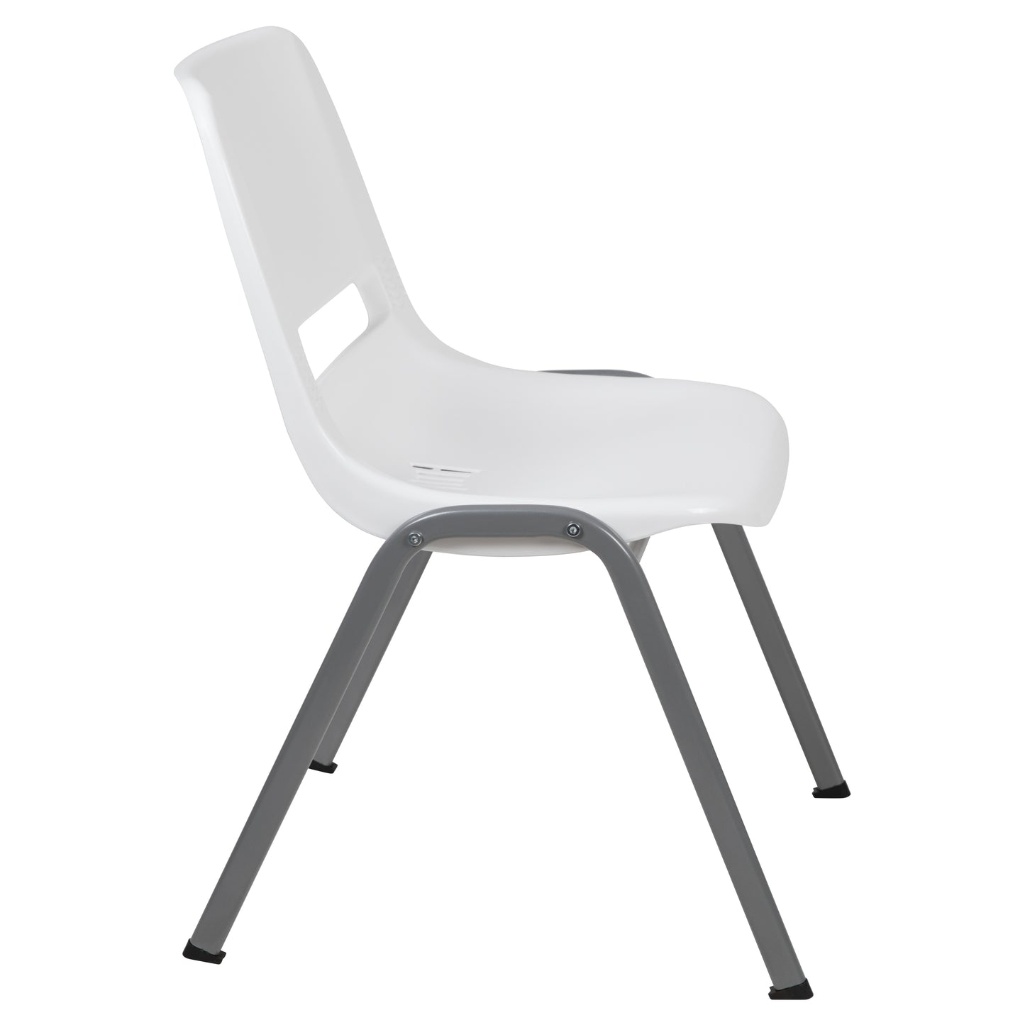 HERCULES Series 880 lb. Capacity White Ergonomic Shell Stack Chair with Gray Frame White RUT-EO1-WH-GG