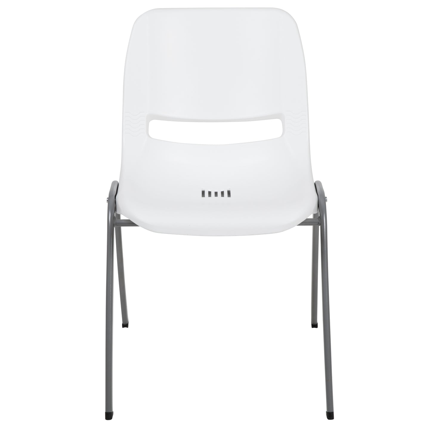 HERCULES Series 880 lb. Capacity White Ergonomic Shell Stack Chair with Gray Frame White RUT-EO1-WH-GG