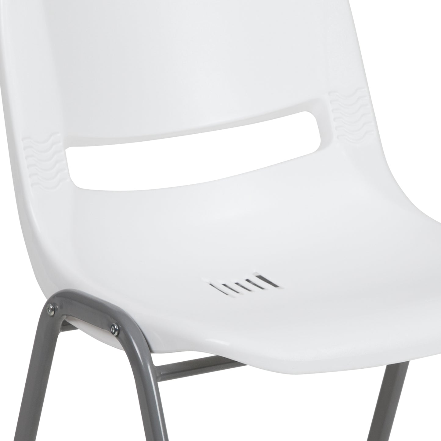 HERCULES Series 880 lb. Capacity White Ergonomic Shell Stack Chair with Gray Frame White RUT-EO1-WH-GG