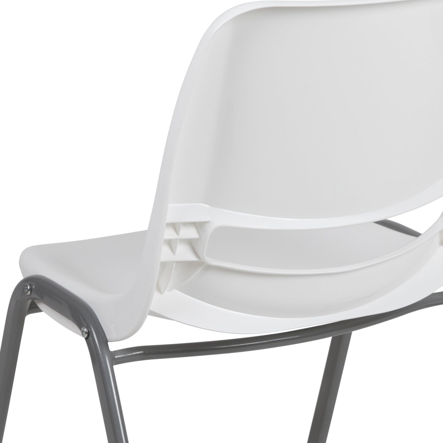 HERCULES Series 880 lb. Capacity White Ergonomic Shell Stack Chair with Gray Frame White RUT-EO1-WH-GG