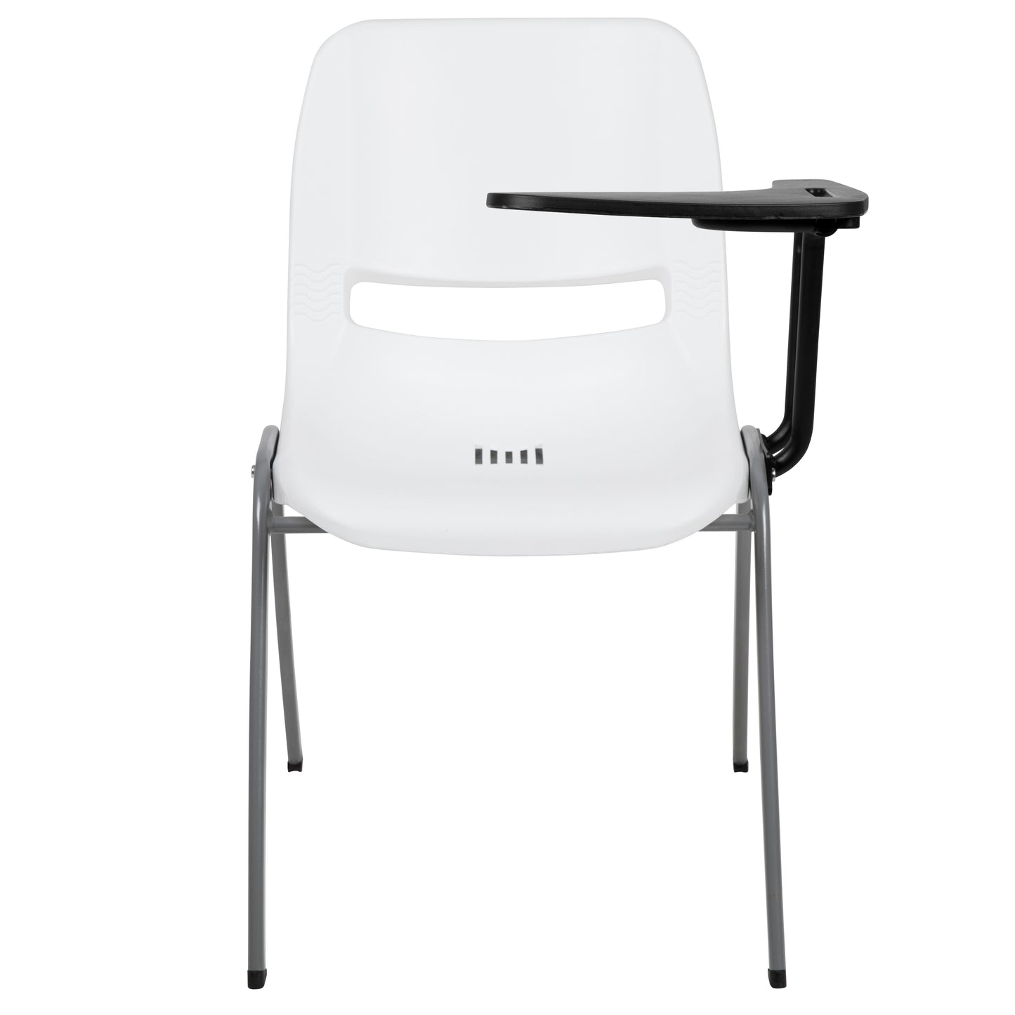 HERCULES White Ergonomic Shell Chair with Left Handed Flip-Up Tablet Arm White